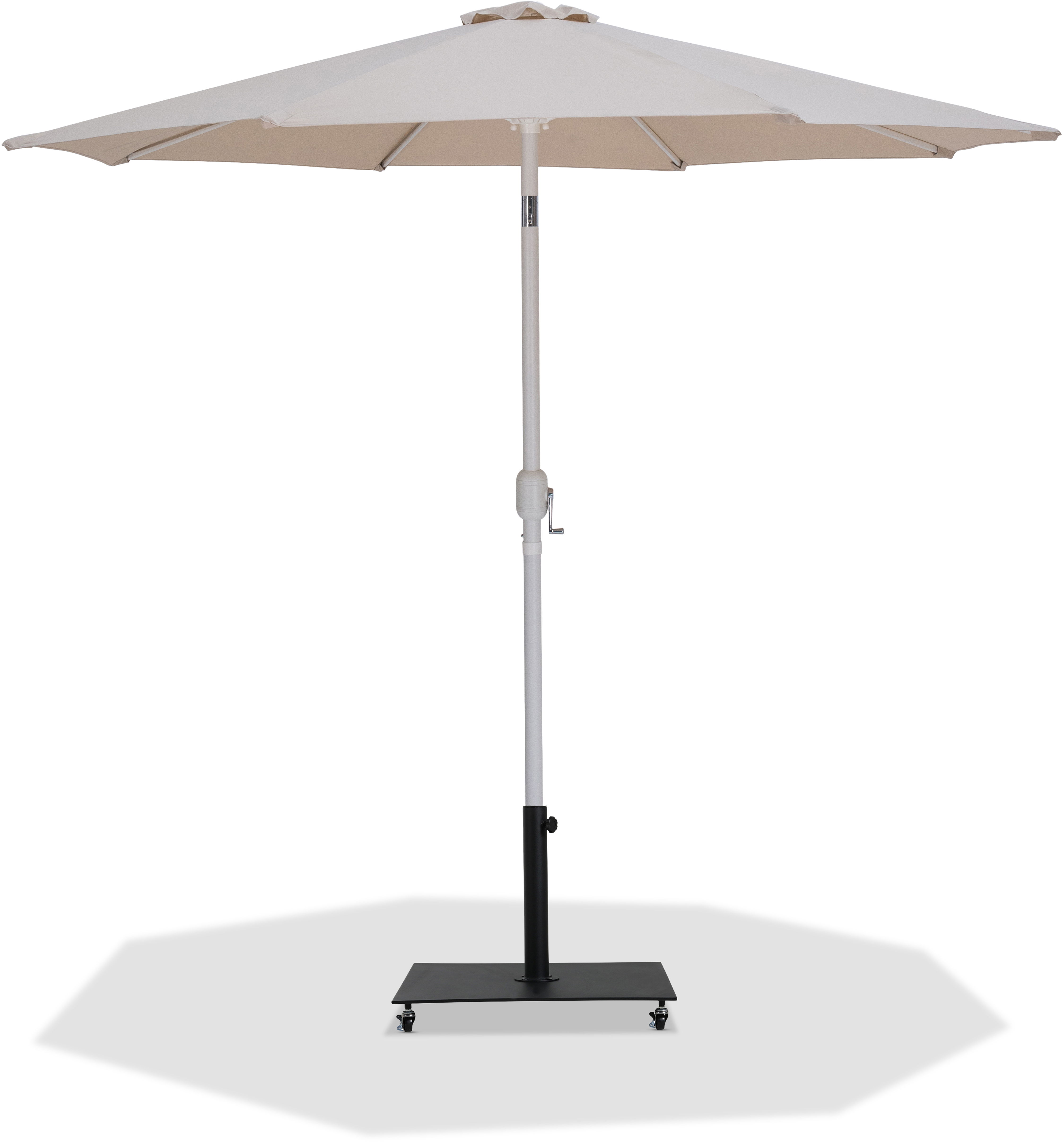 Fiji - Aluminum Patio Umbrella With Square Black And White Base - Beige
