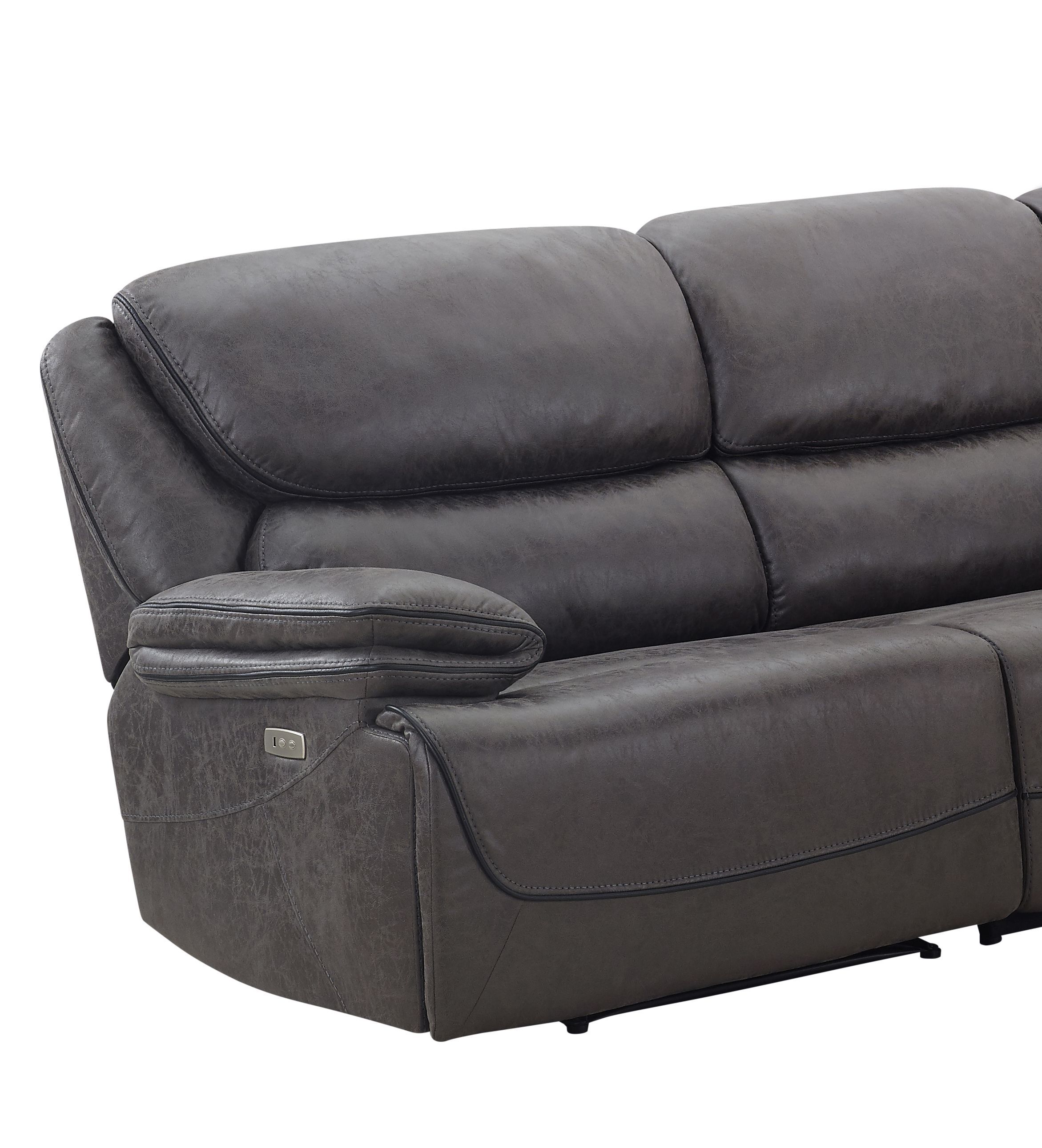 Plaza - Sectional LAF Power Recliner - Dark Gray