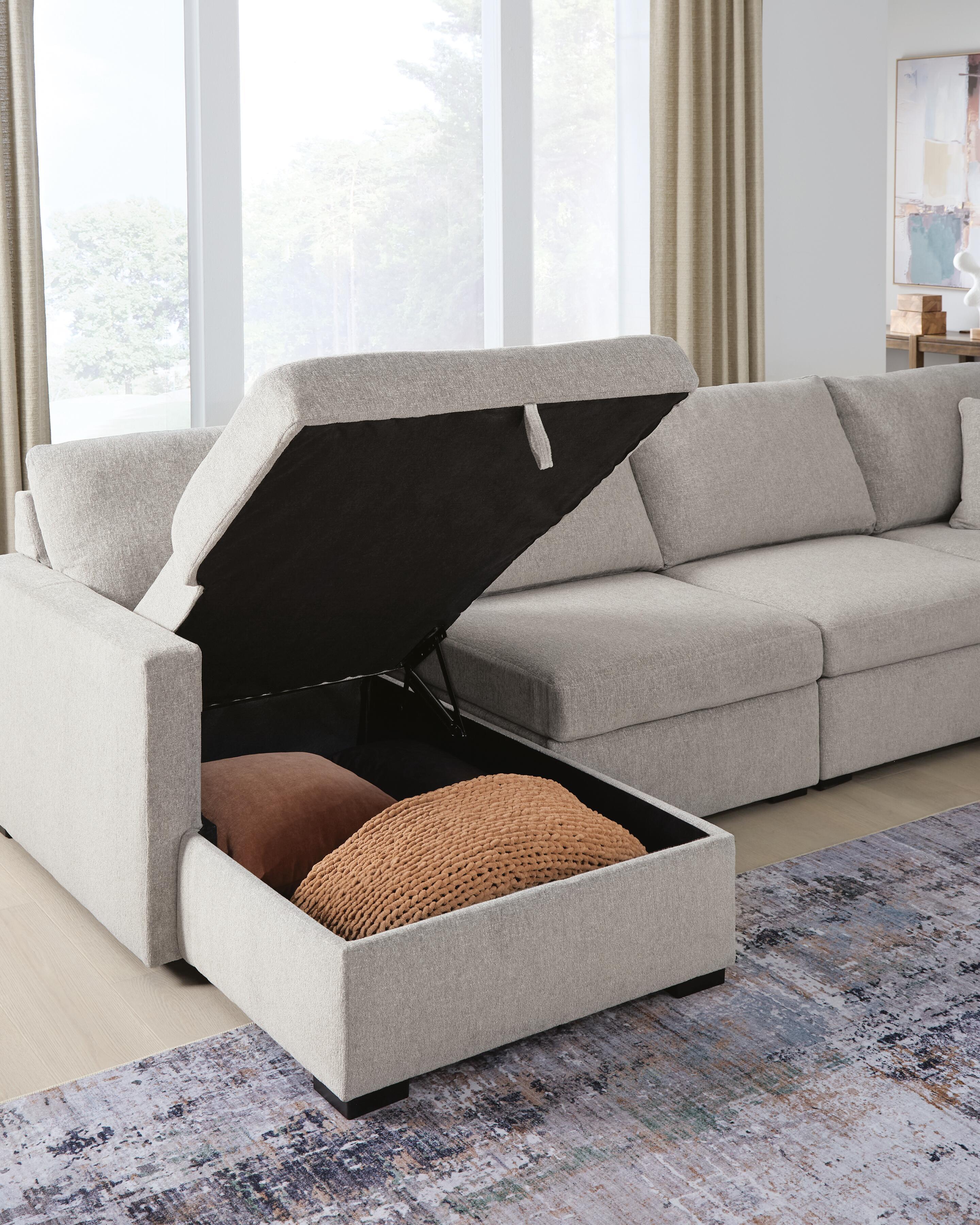 Ashley Furniture ModMax Luxe - 4-Piece Double Storage Chaise Sectional - Flint - Image 5