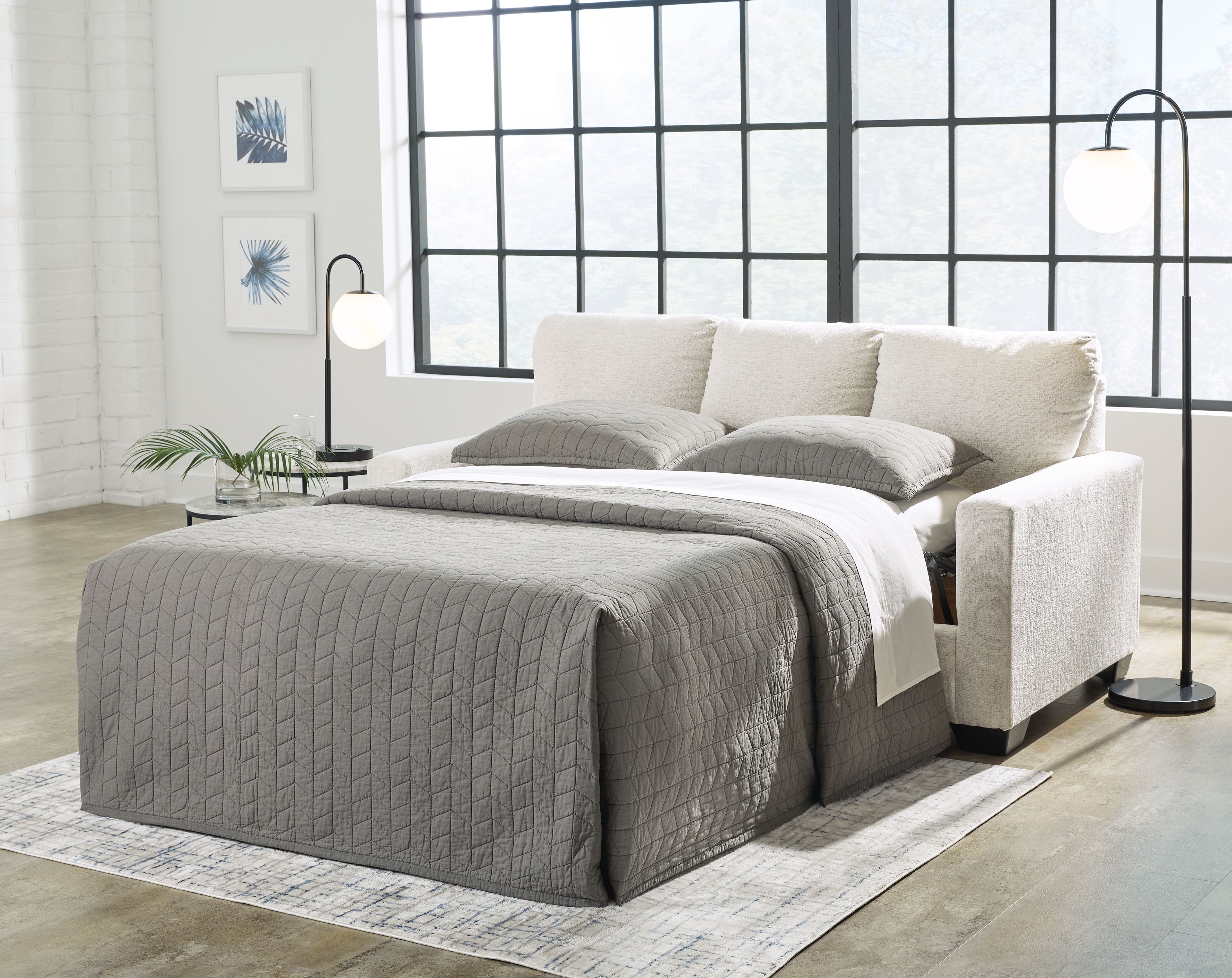 Ashley Furniture Rannis - Full Sofa Sleeper - Snow - Image 7