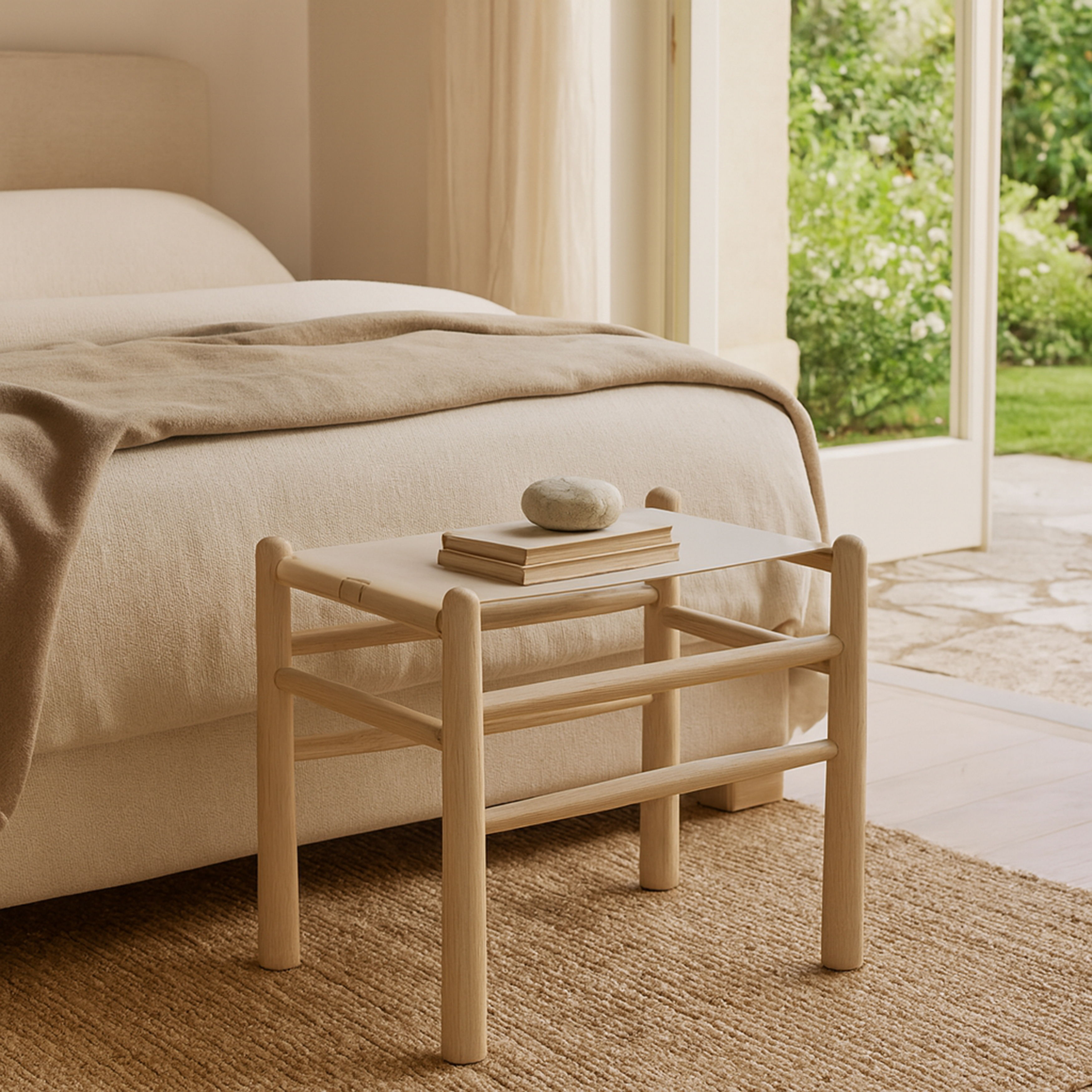 Santos - Vegan Leather Upholstered Bench - Beige