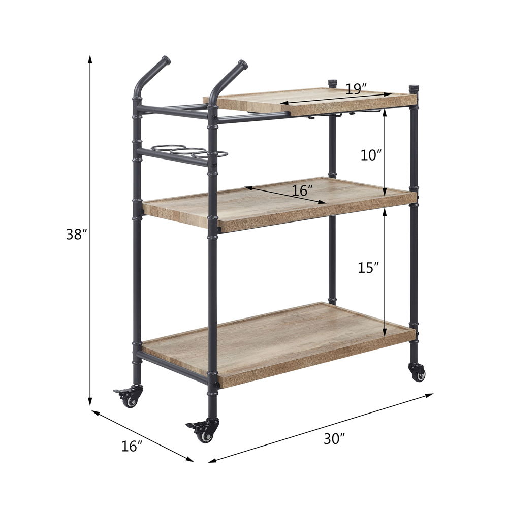 Brantley - Serving Cart - Oak & Sandy Black, light brown, view 4