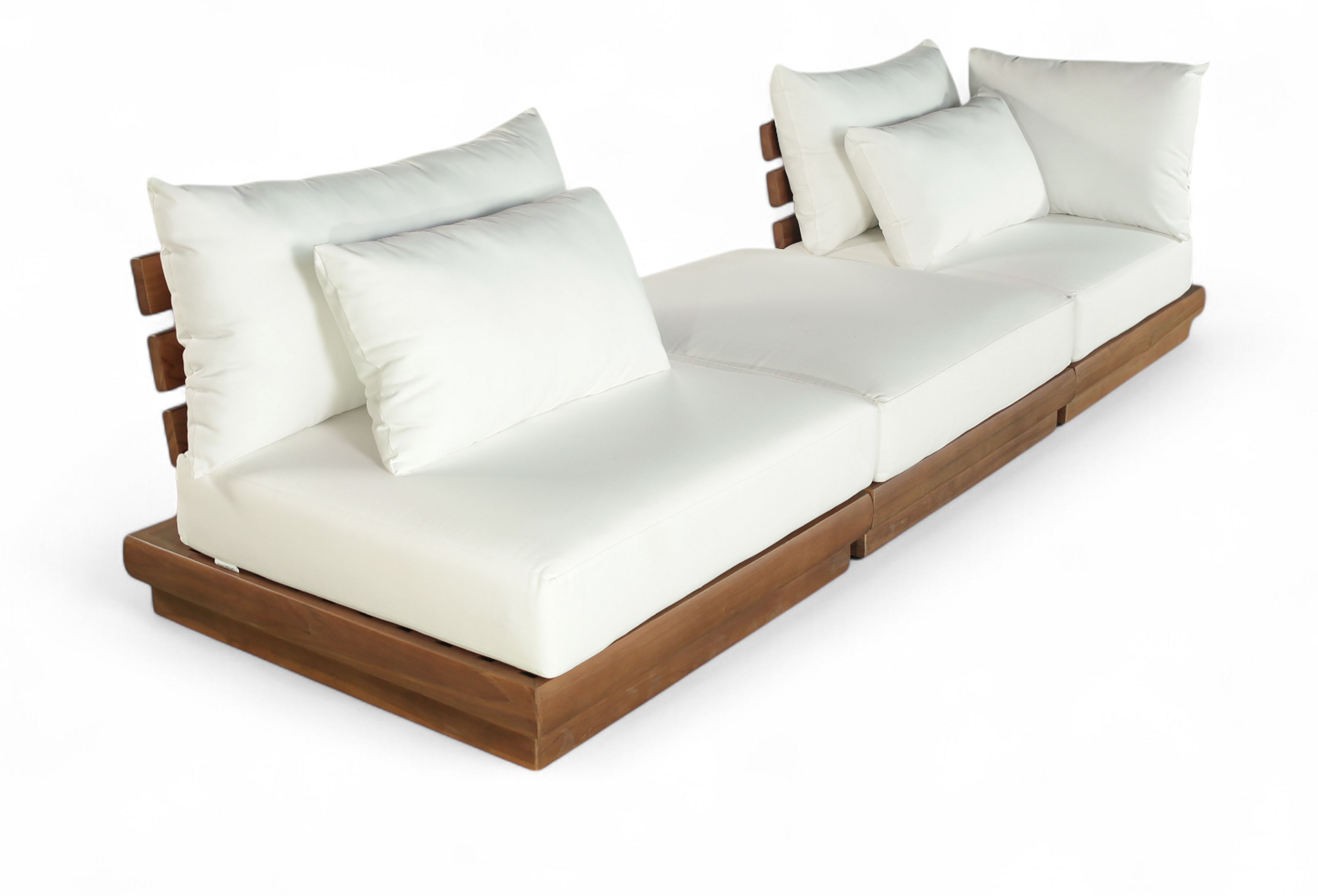 3 Pc · Water Resistant Fabric 112" Upholstered Outdoor Patio Modular Sofa - Off