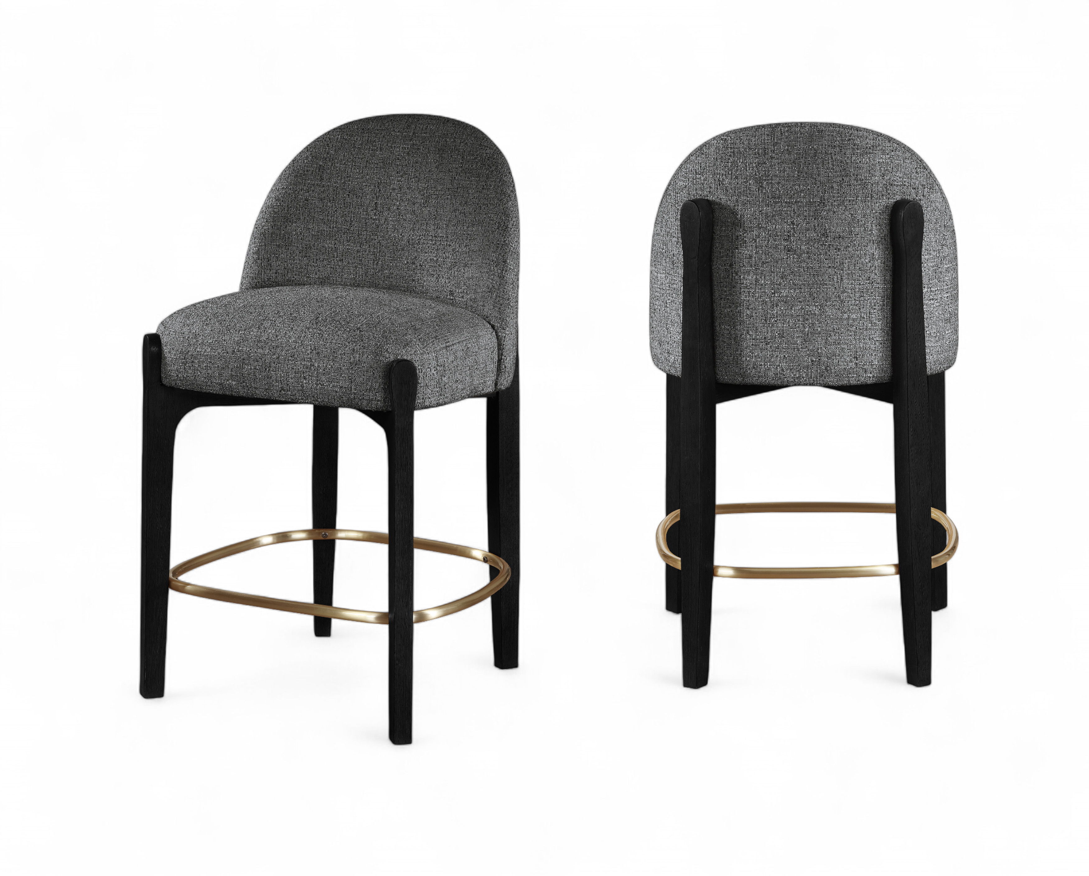 Torino - Fabric Upholstered Counter Stool (Set of 2) - Black / Brushed Black