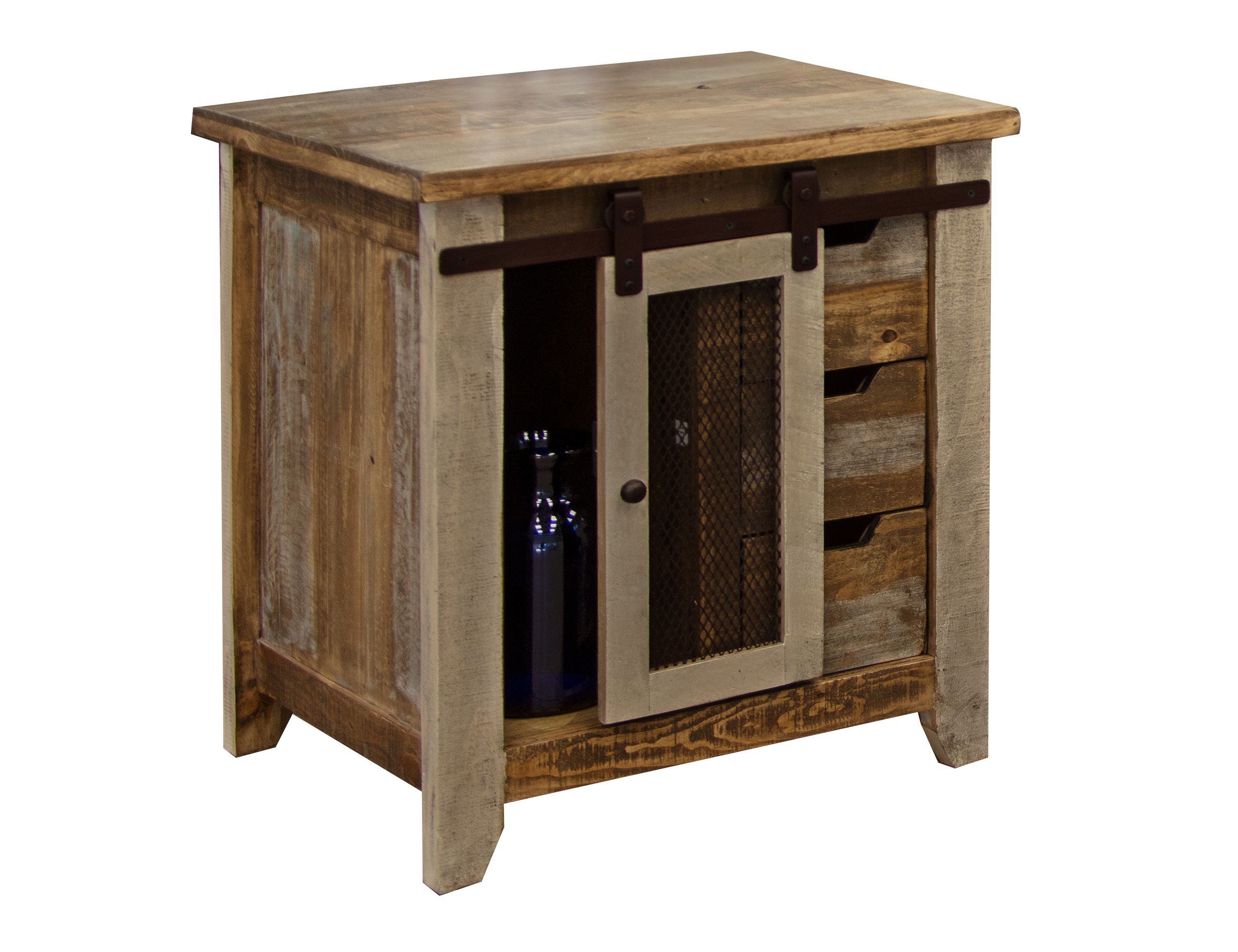 International Furniture Direct Antique - End Table With 3 Drawers - Multicolor