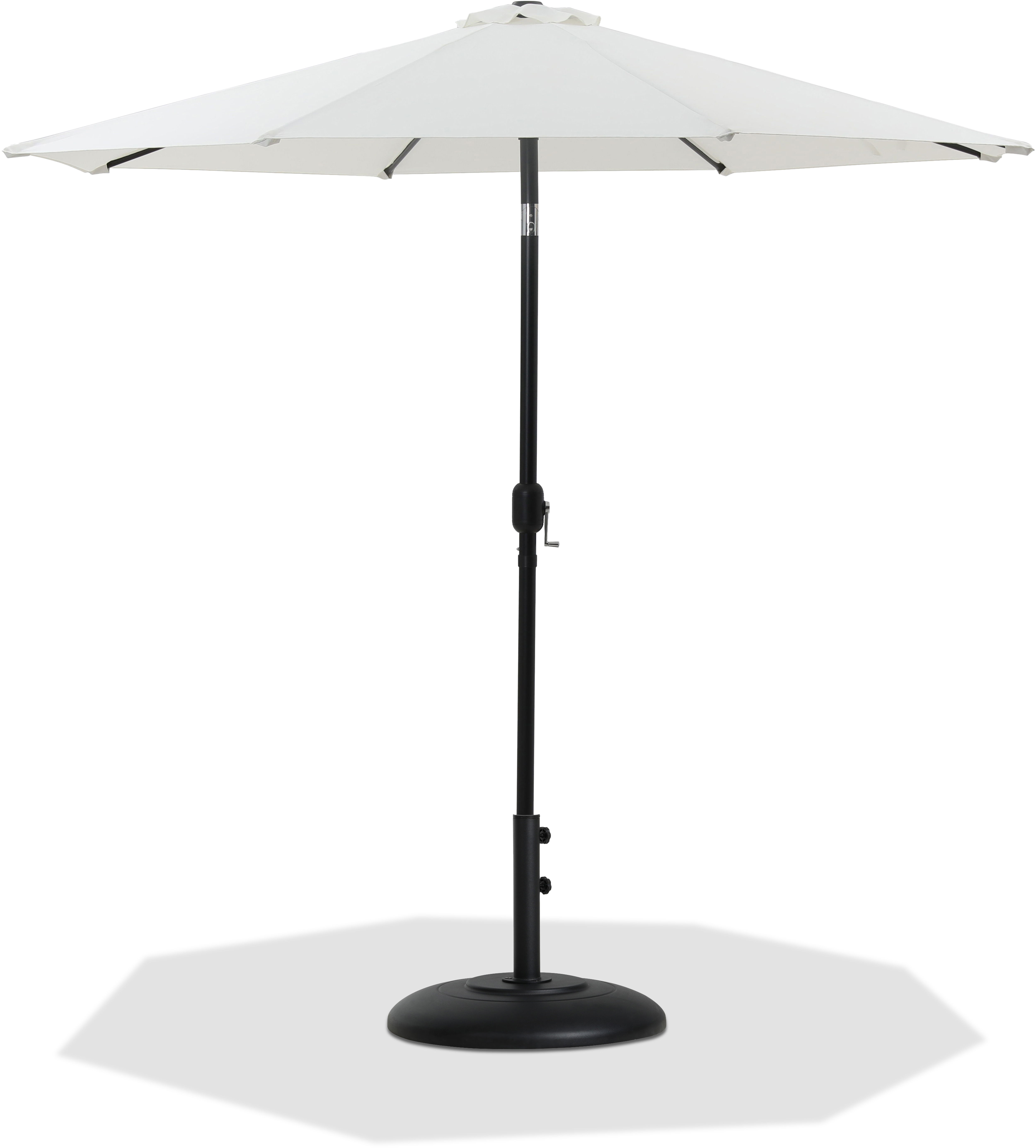 Fiji - Aluminum Patio Umbrella With Round Black Base - White
