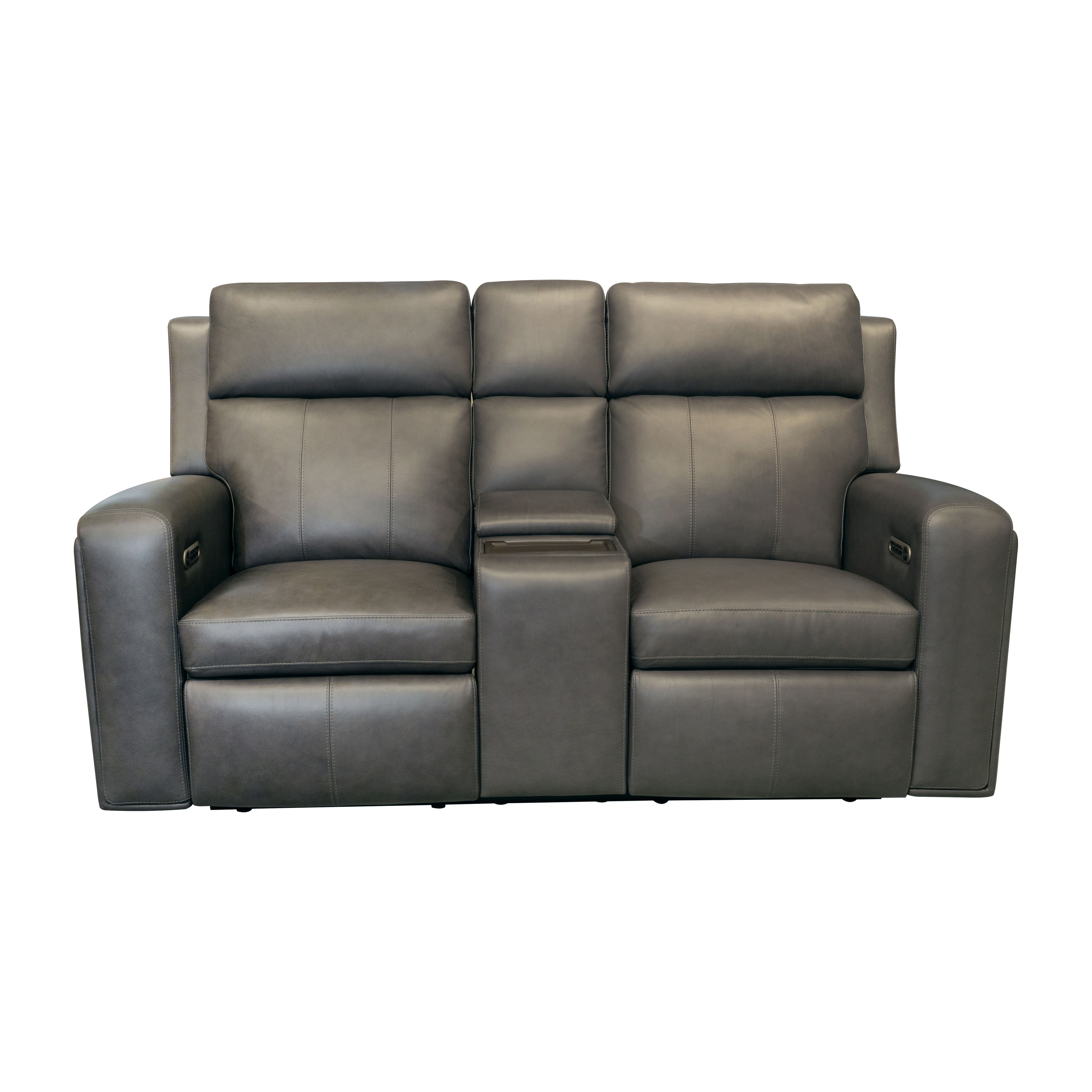 Wyatt - Power Reclining Loveseat With Console & Power Headrests & Lumbar - Gunmetal, dark gray, view 3