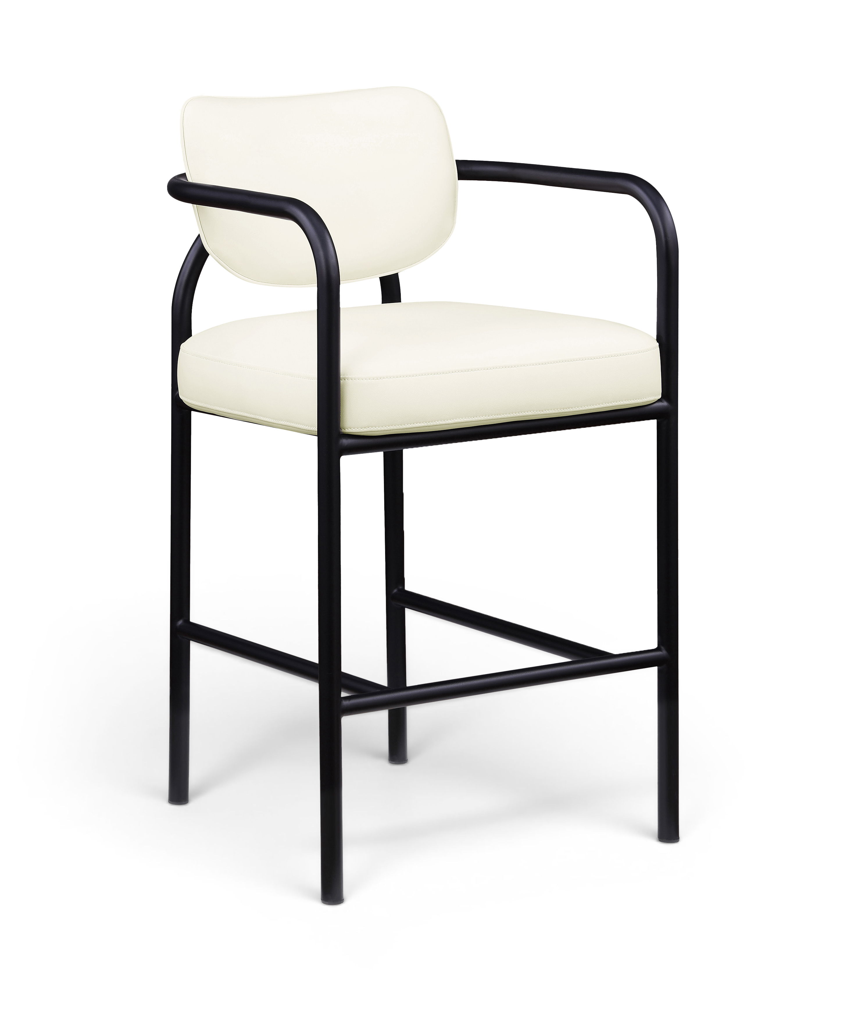 Serava - Vegan Leather Upholstered Bar Stool - Cream