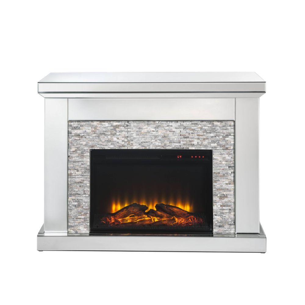 Laksha - Fireplace - Mirrored & Stone, silver, view 2