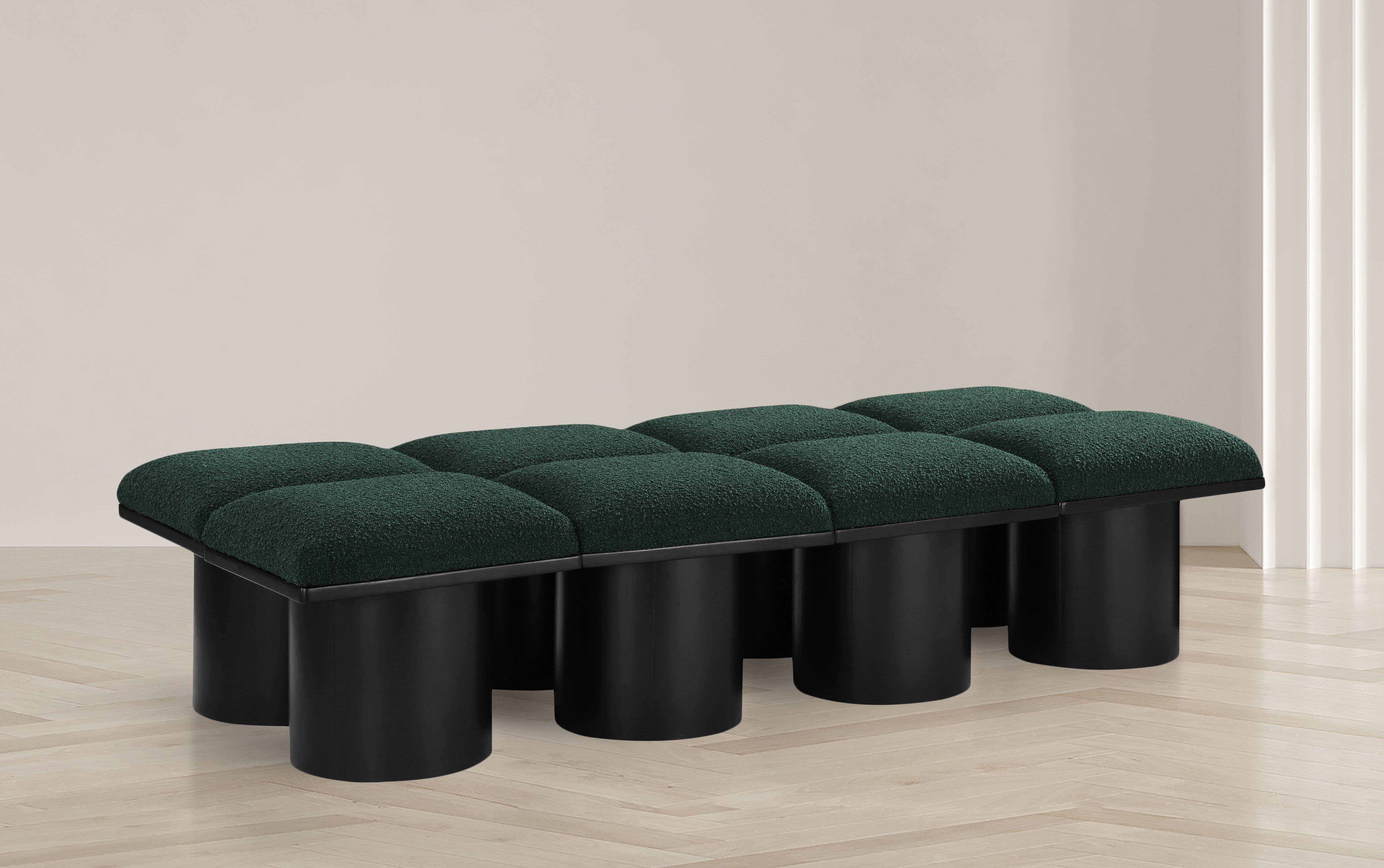Pavilion - 72" 8 Piece Modular Bench With Black Base - Green