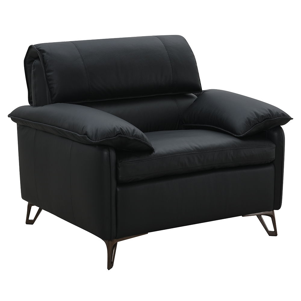 Eilene - Chair - Black Top Grain Leather, black