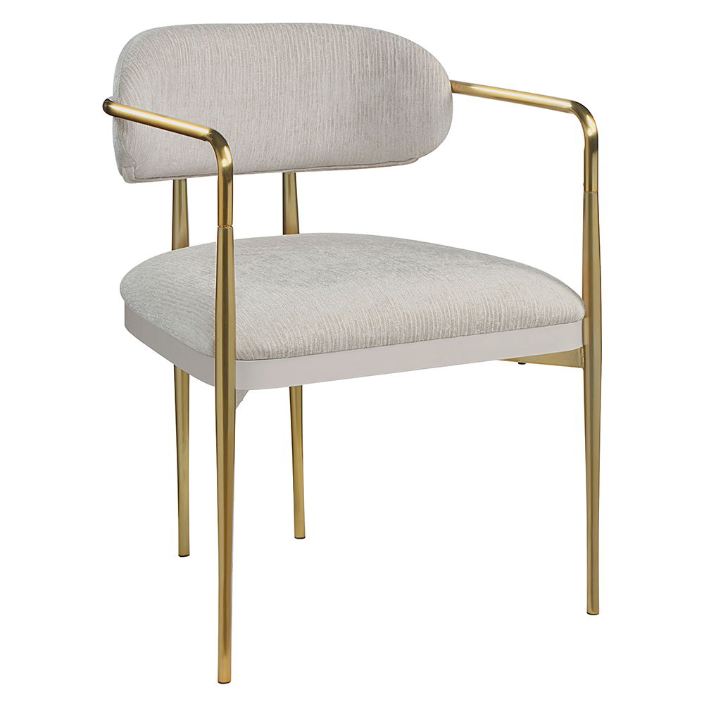 Zayn - Arm Chair (Set of 2) - Beige Chenille & Gold, beige, view 2
