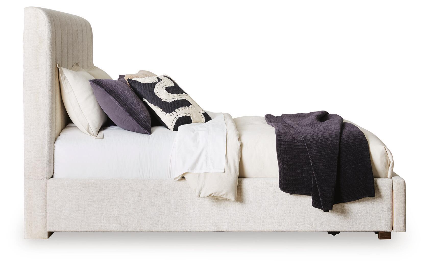 Ashley Furniture Shoralli - Queen Upholstered Storage Bed - Beige - Image 6