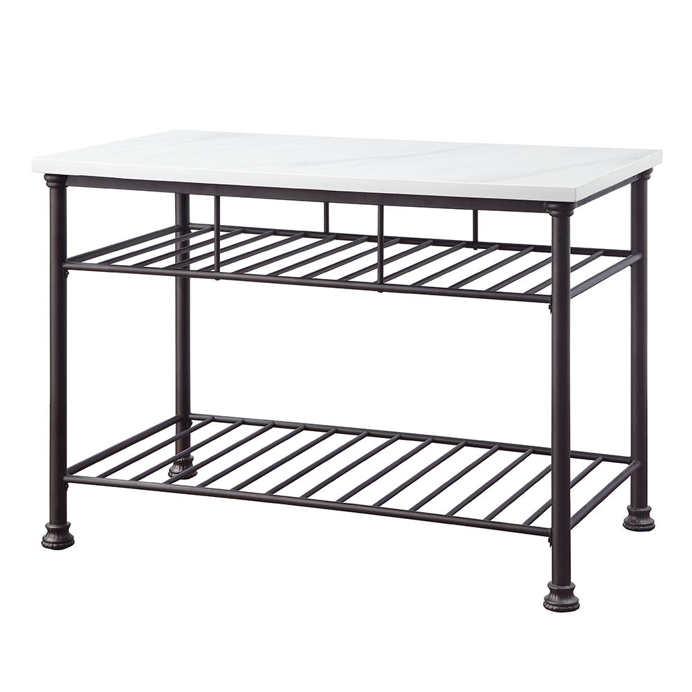 Freyja - Kitchen Island - White Cultured Marble Top & Gray, white