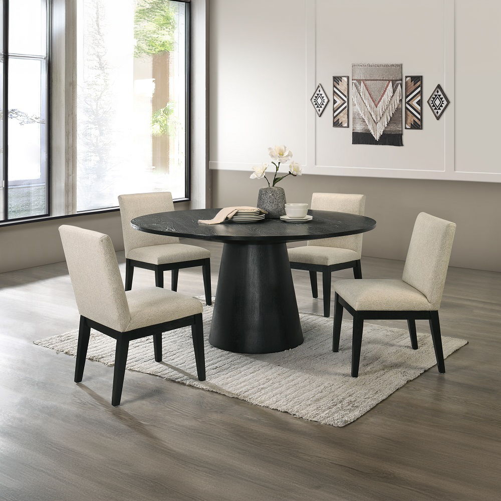Froja - Round Dining Table - Black, black, view 3