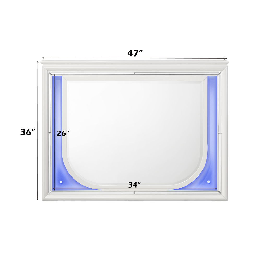 Tarian - Mirror With LED - Pearl White, white, view 4