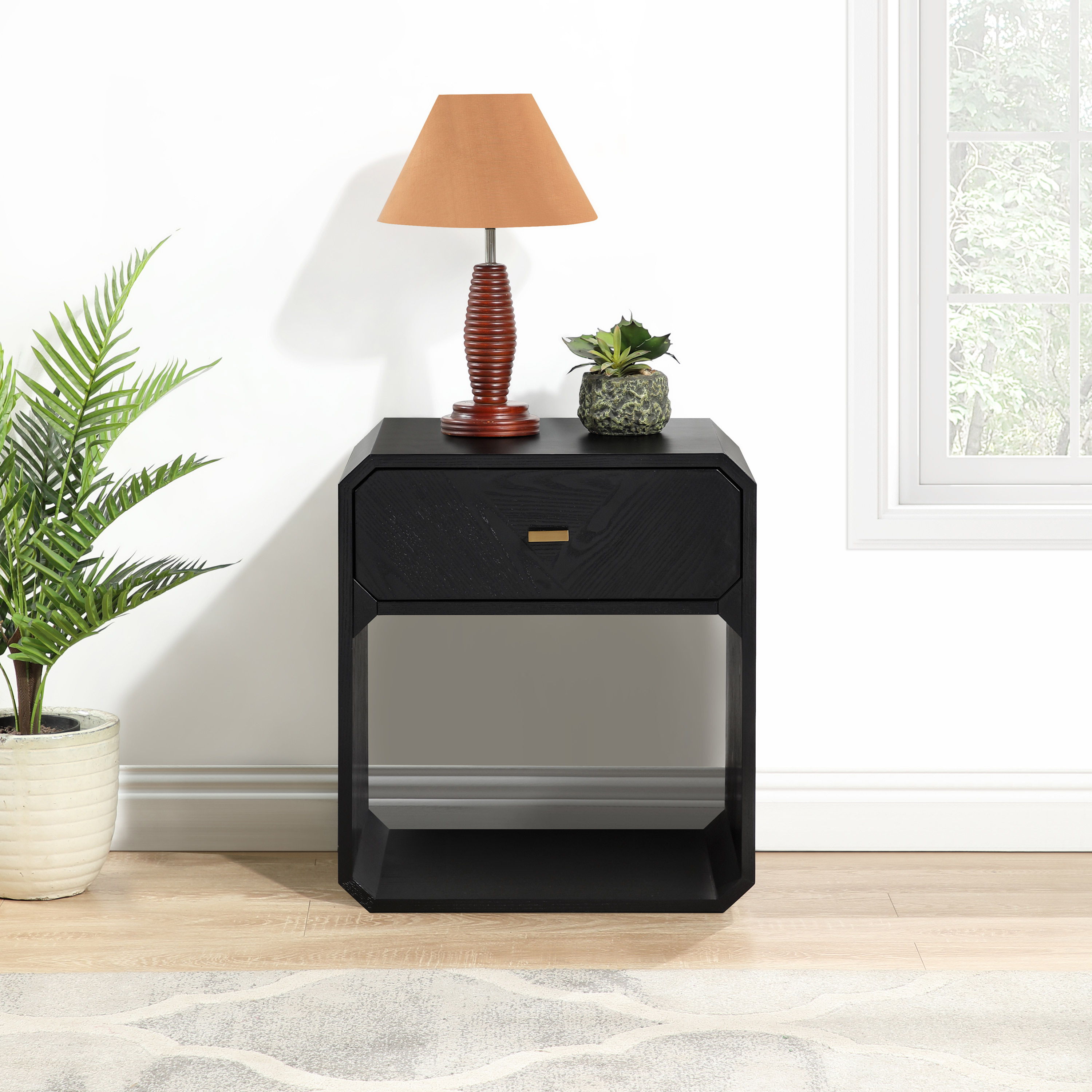 Parker - Ash Veneer Nightstand - Black