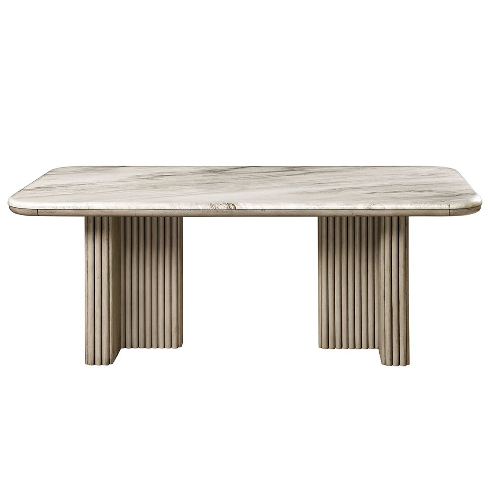 Charity - Dining Table - Natural Marble Top & Gray Oak, beige, view 6