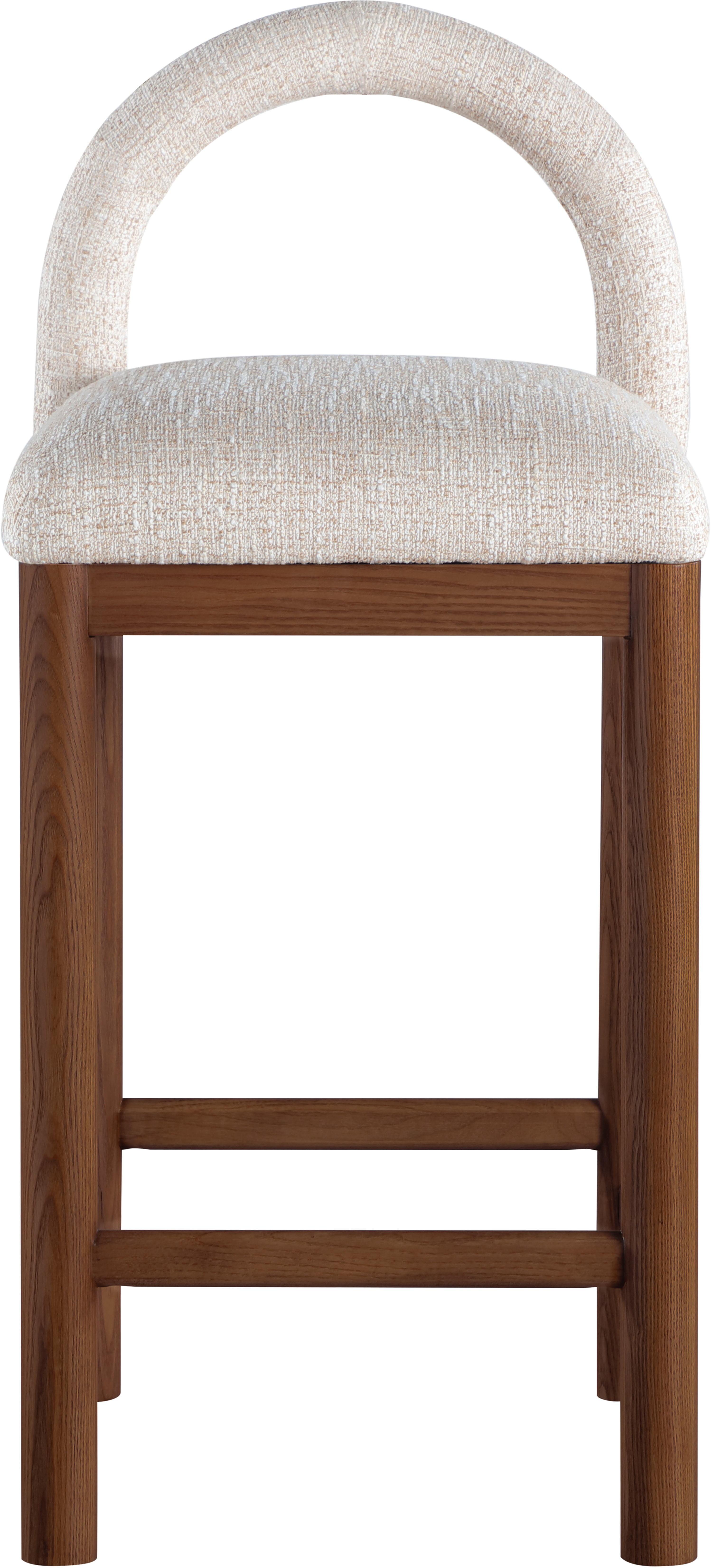 Conrad - Linen Counter Stool With Brown Legs - Beige
