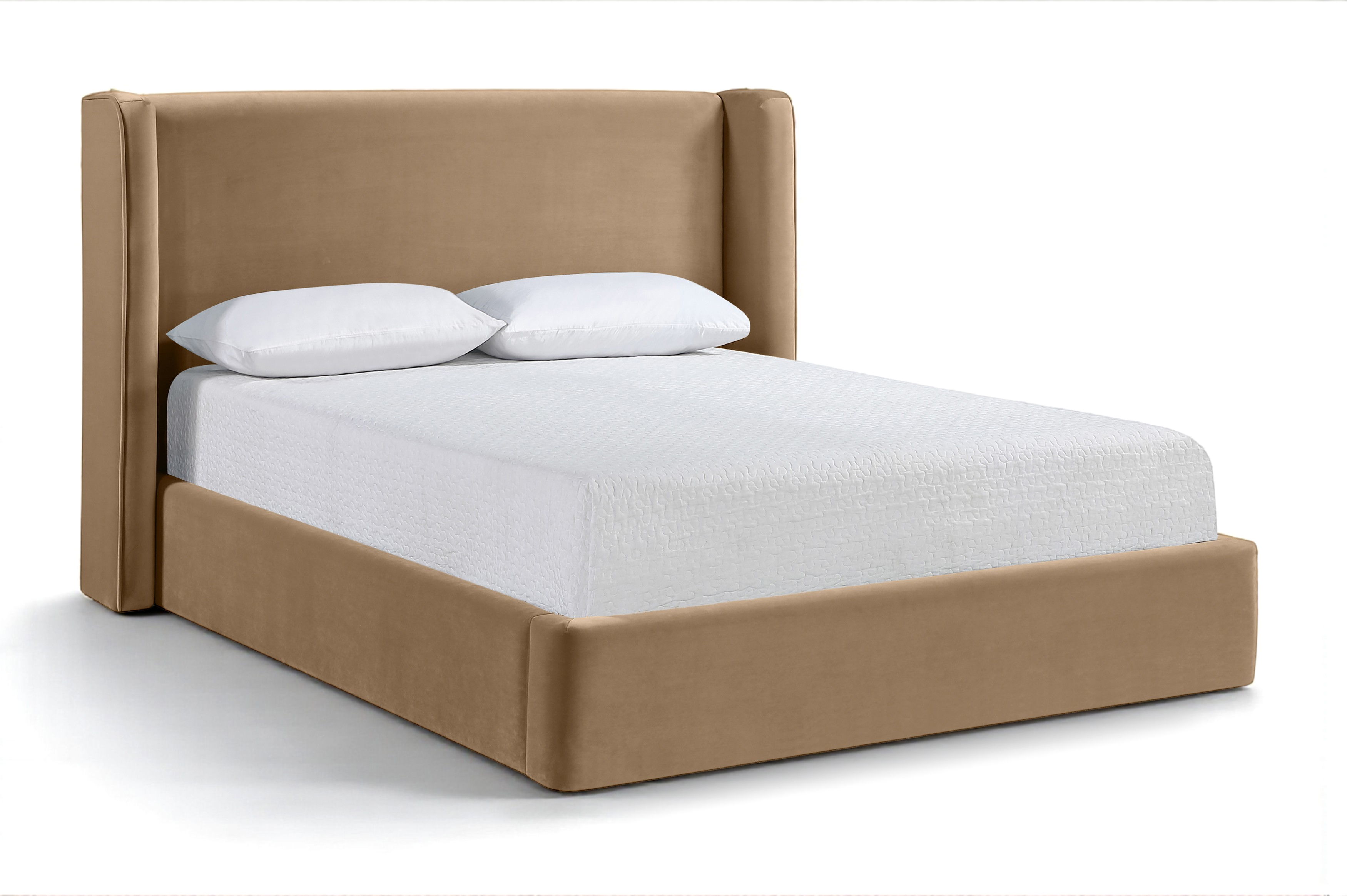 Kendall - Velvet Upholstered Queen Bed - Beige