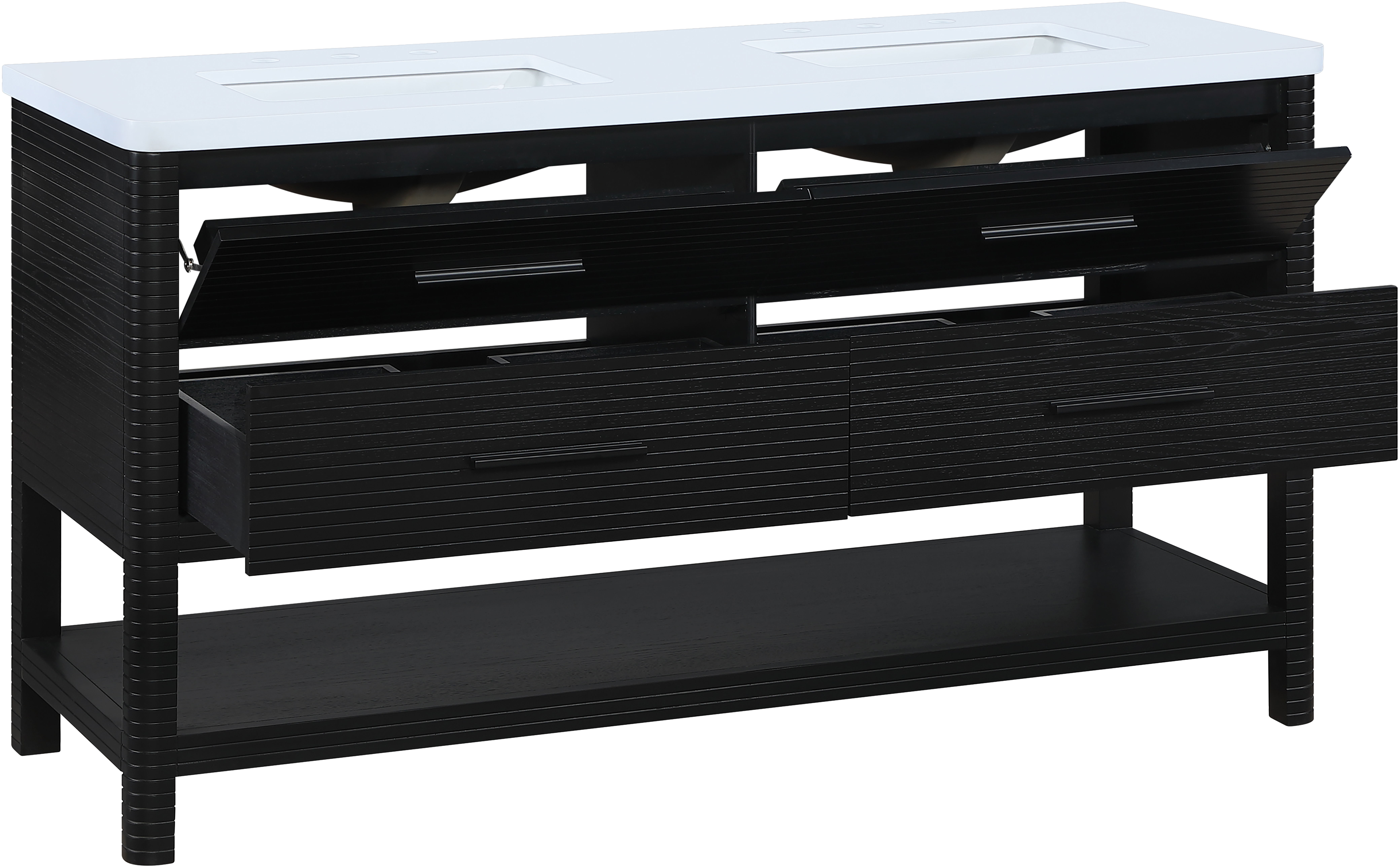 Oakwell - 60'' Bathroom Vanity - Black / White