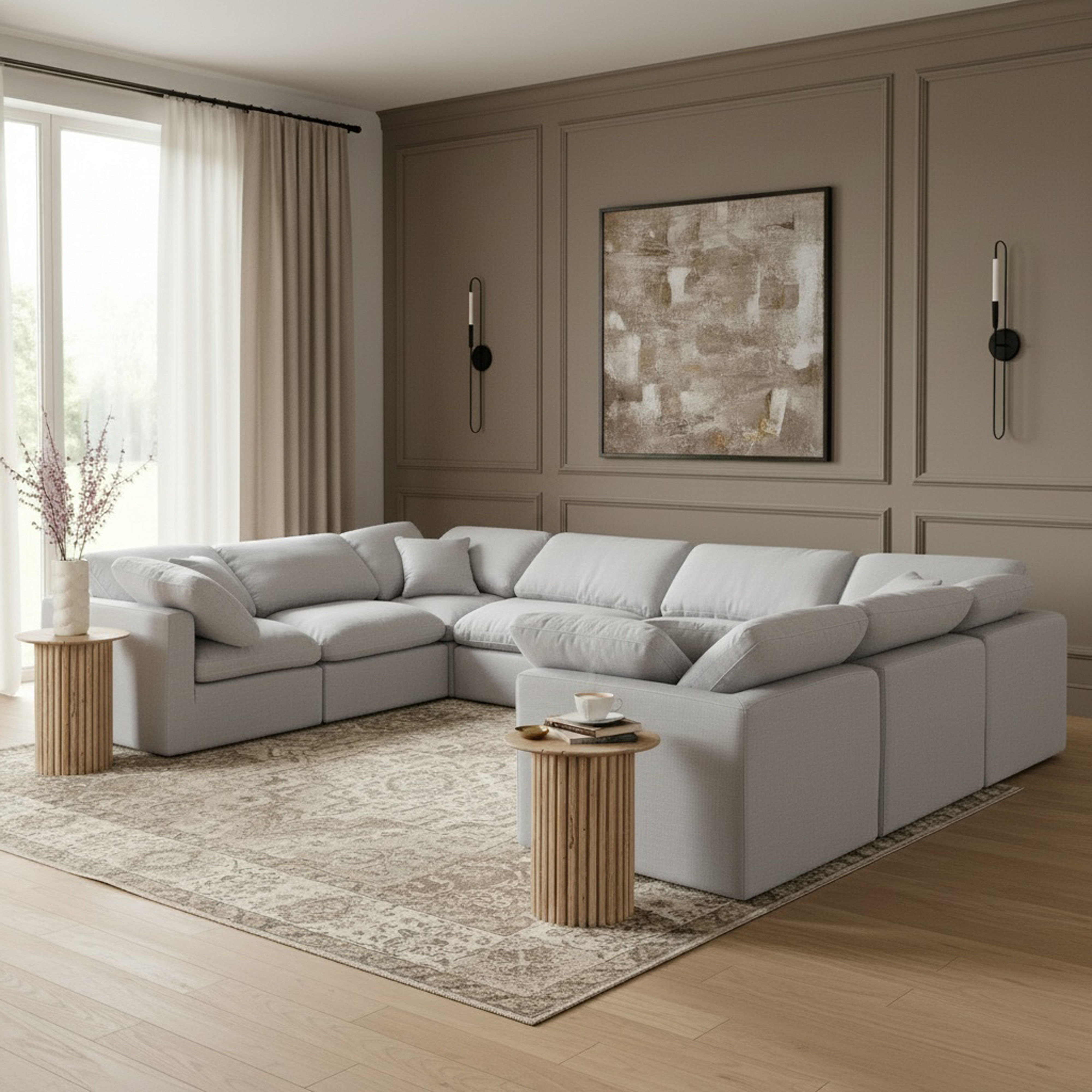 Indulge - Linen 8 Piece Modular Sectional - Gray