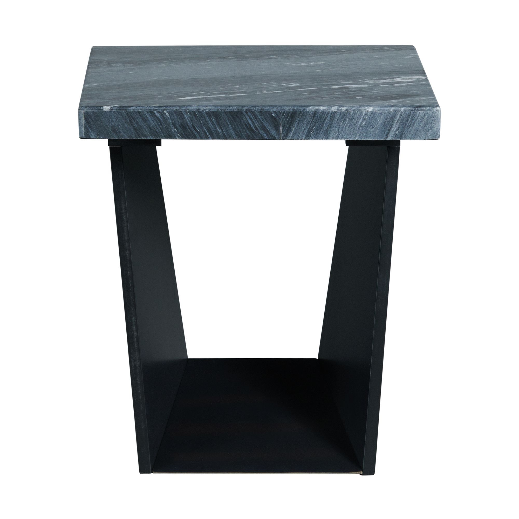 Beckley - End Table With Dark Marble Top - Blue