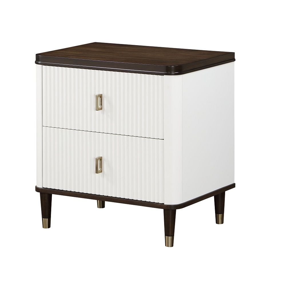 Carena - Nightstand With USB - White & Brown, white, view 2