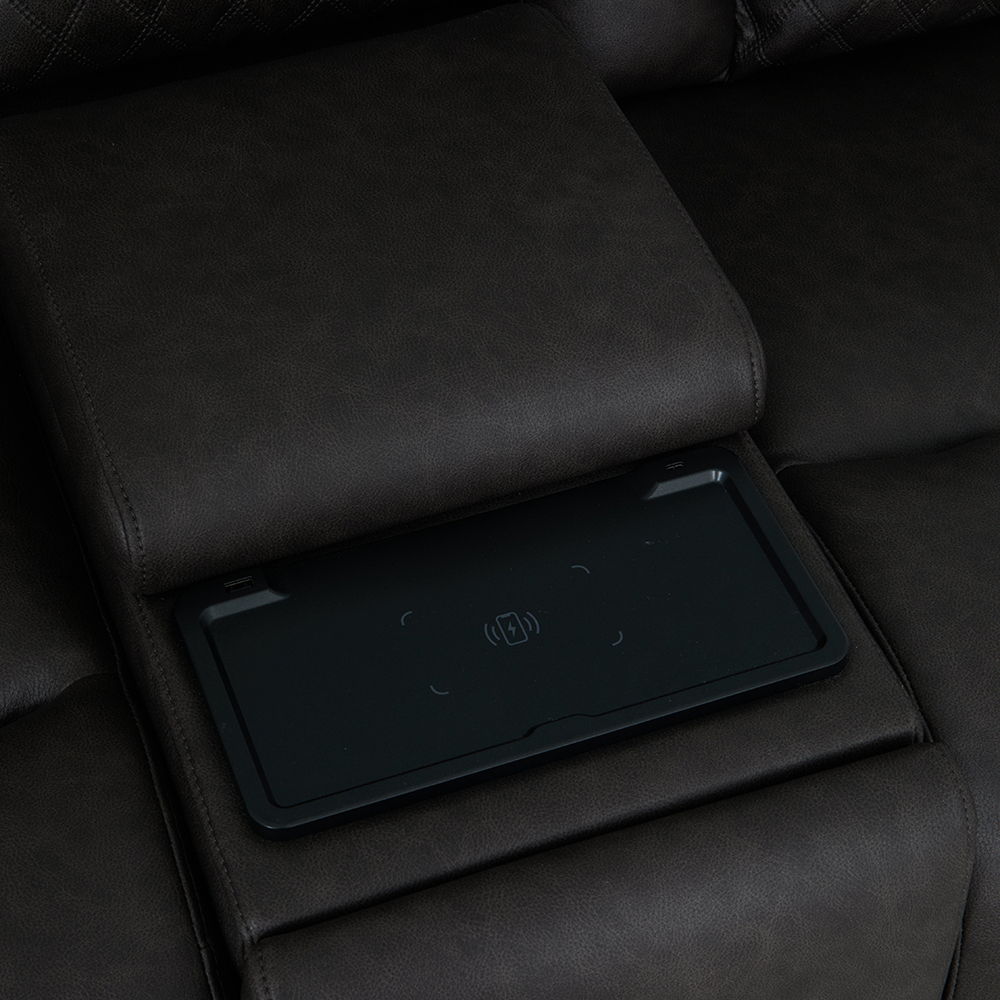 Wendell - Power Motion Loveseat With Console, Wireless Charger, Storage, USB & LED - Dark Gray, dark gray, view 4