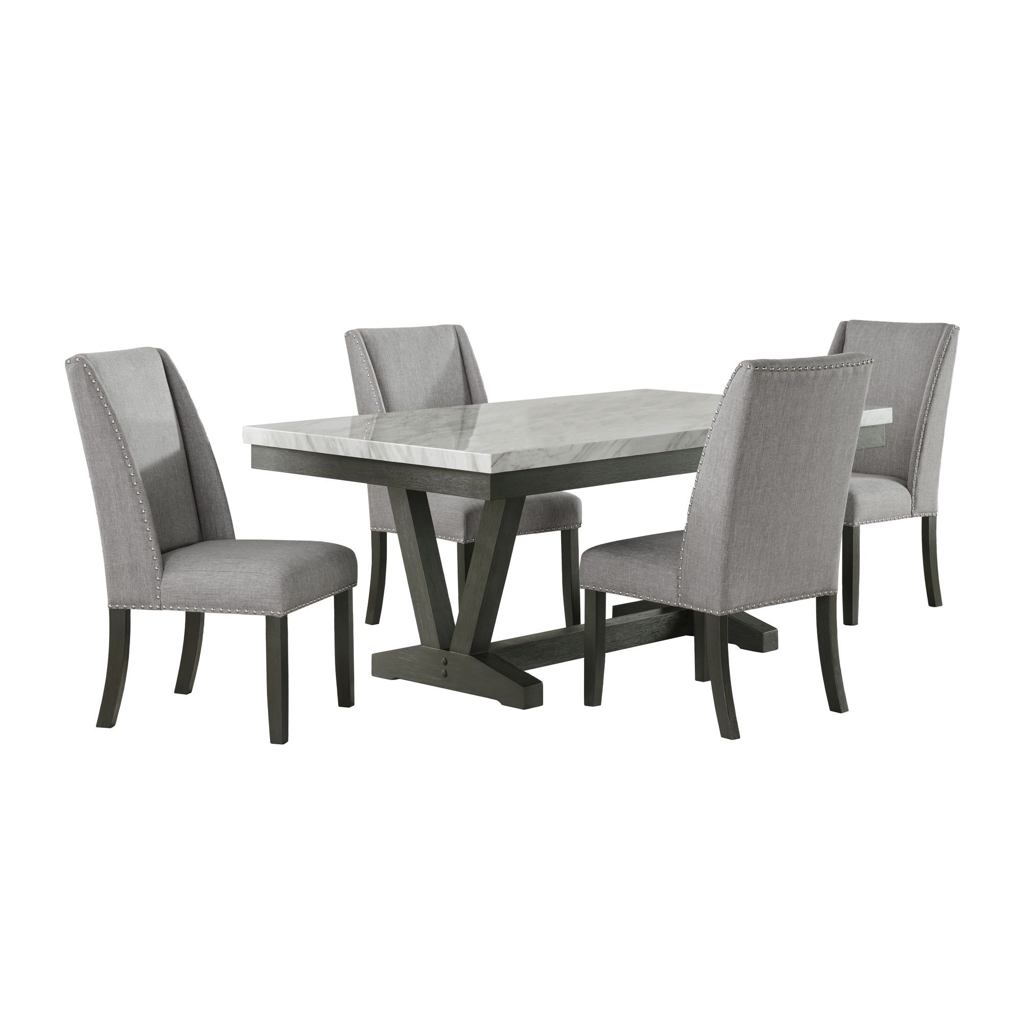 Everdeen - 5 Piece Dining Set Table With Four Chairs - Charcoal