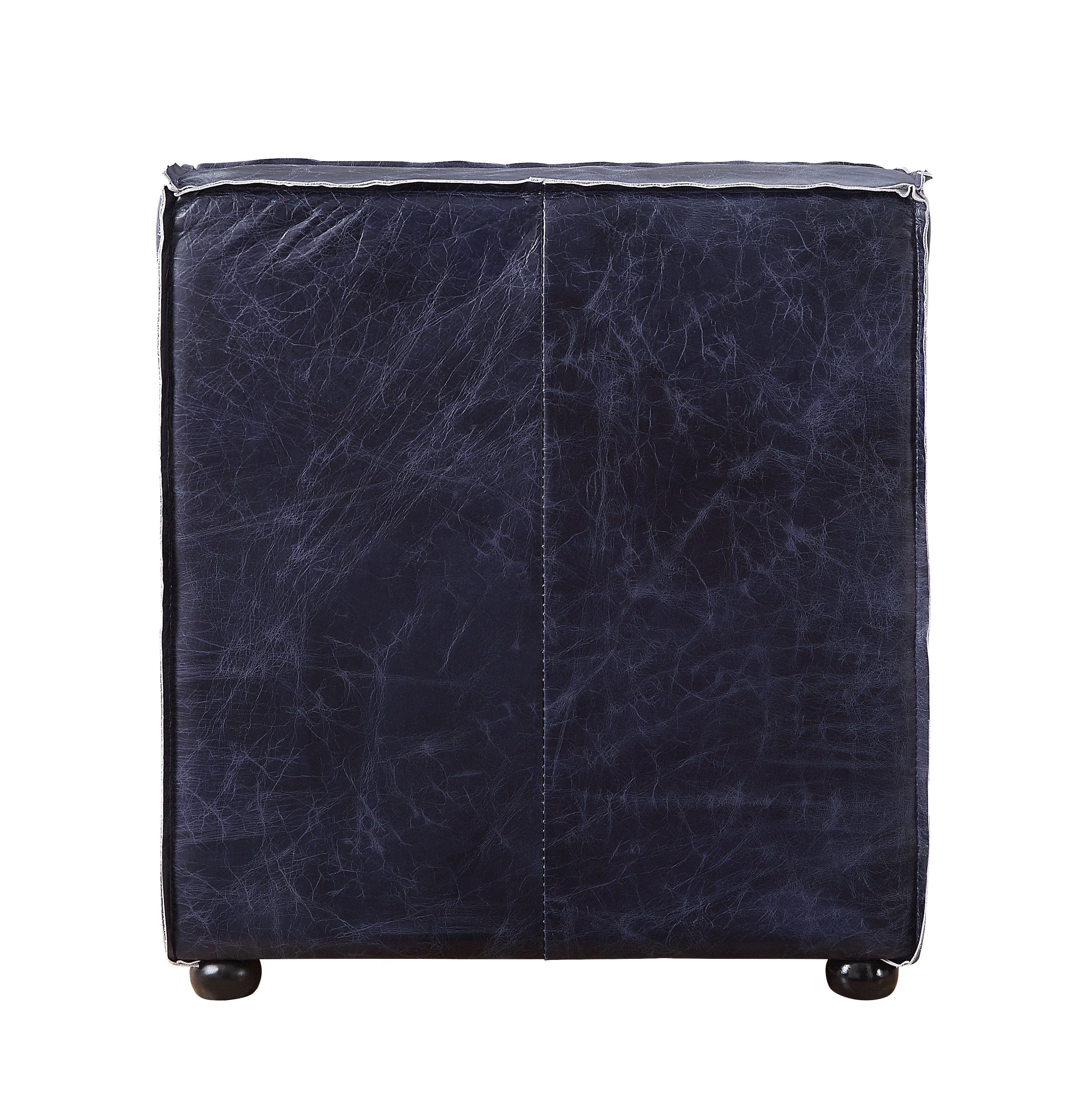 Birdie - Modular Armless Chair - Vintage Blue Top Grain Leather, blue, view 3