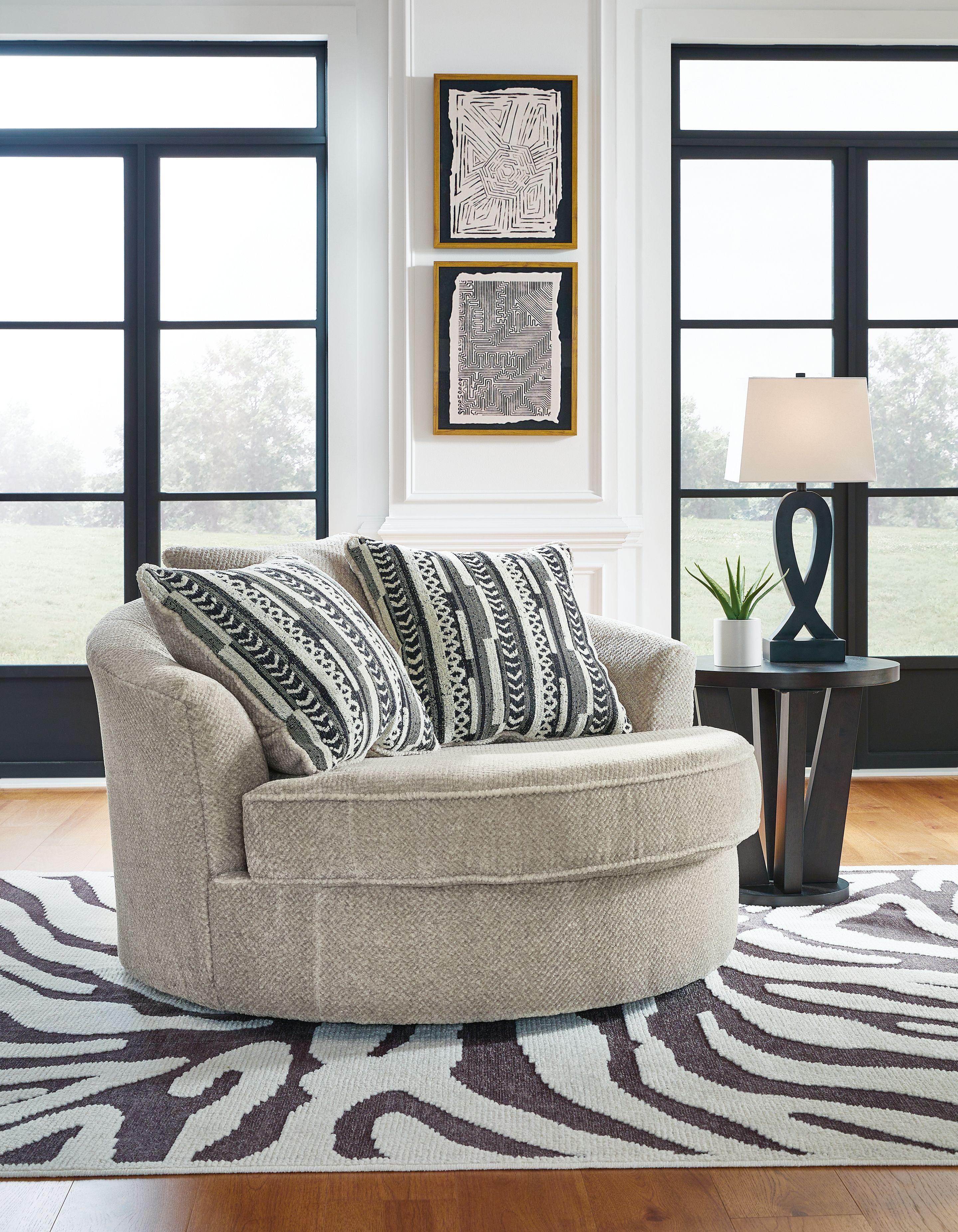 Ashley Furniture Calnita - Oversized Swivel Accent Chair - Sisal - Image 2
