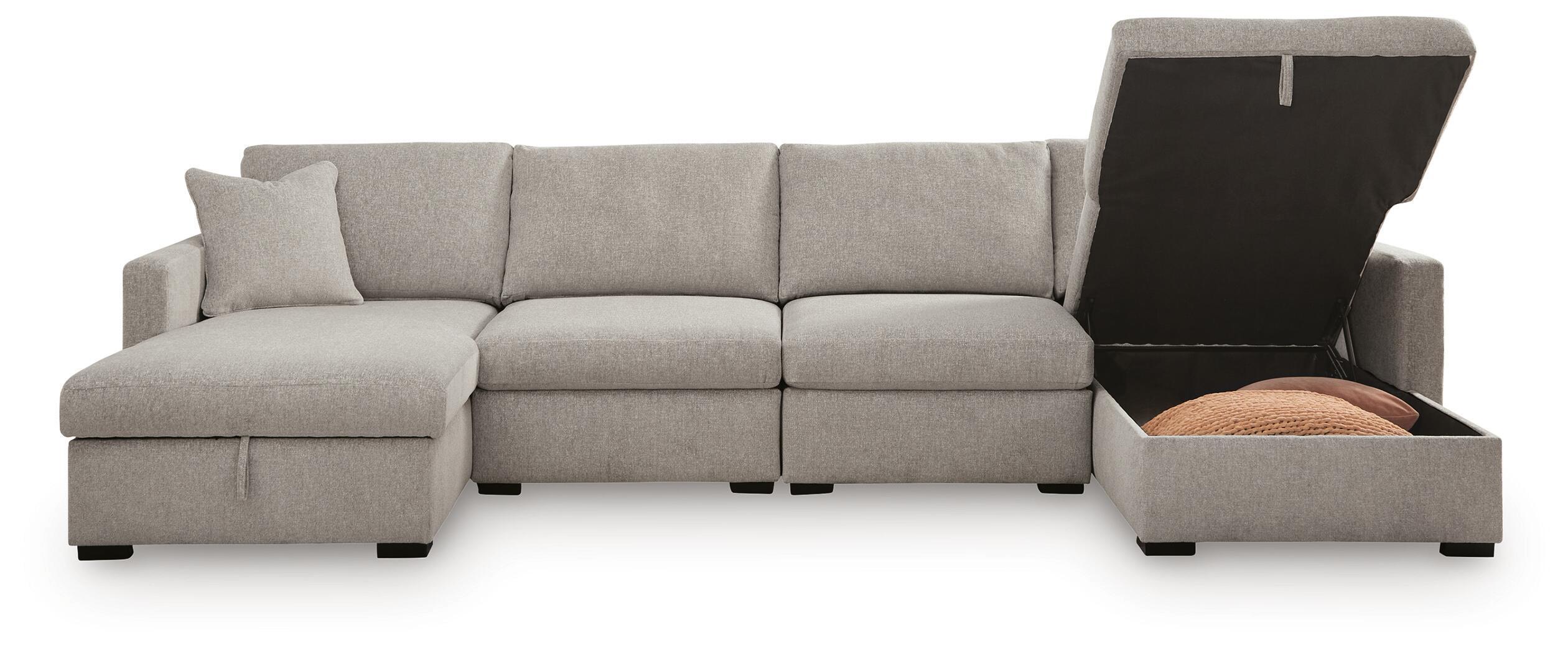 Ashley Furniture ModMax Luxe - 4-Piece Double Storage Chaise Sectional - Flint - Image 3