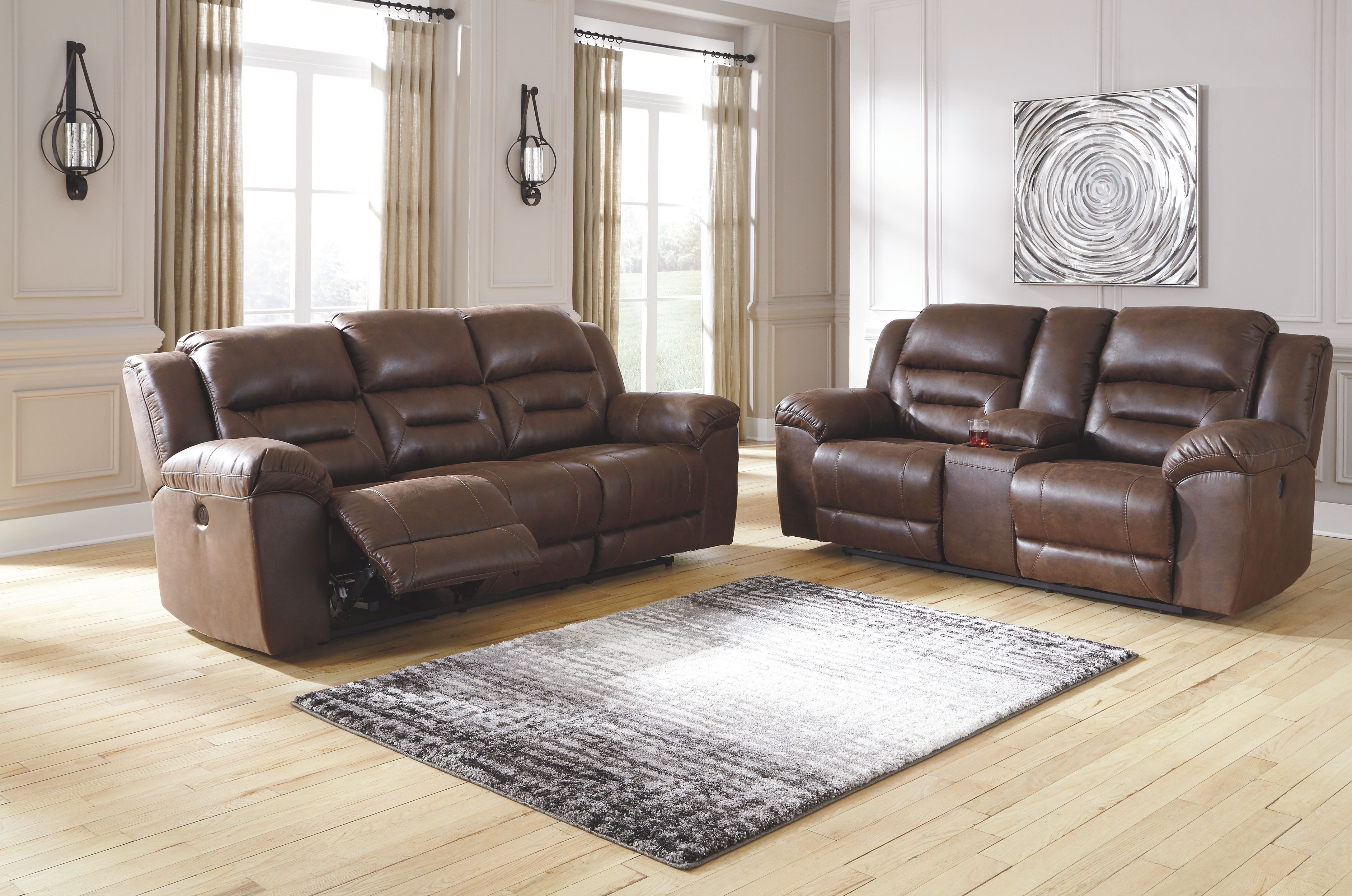 Ashley Stoneland - Chocolate - 2 Pc. - Power Sofa, Loveseat