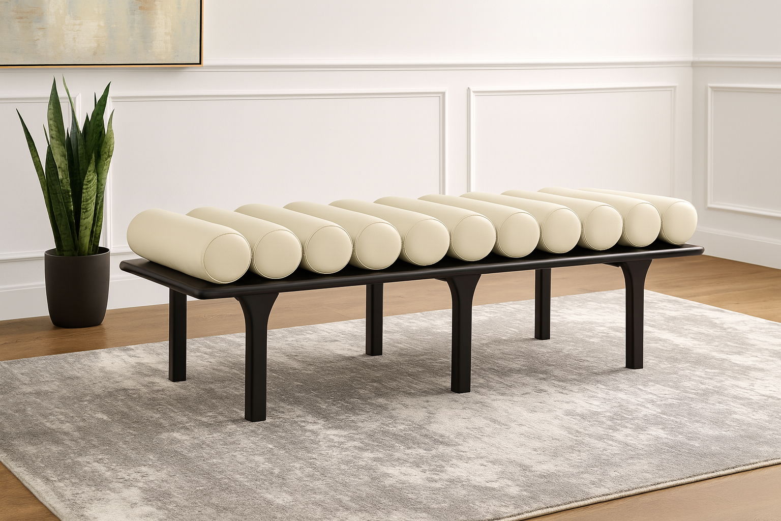 Landon - Bench With Black Base - Cream