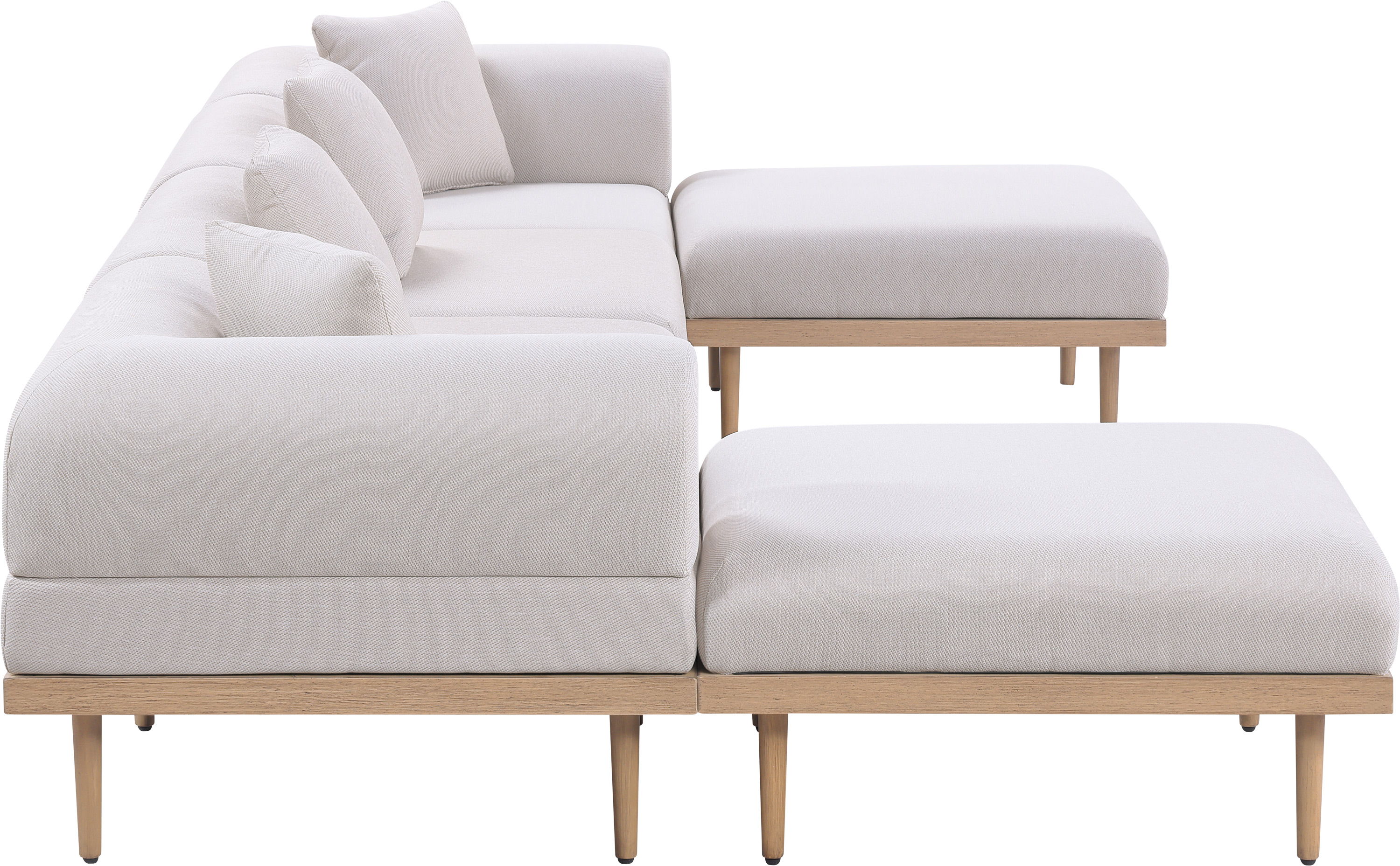 Laguna - 6 Piece Resilient Water Resistant Fabric 142" Upholstered Outdoor Patio Modular Sectional - Beige