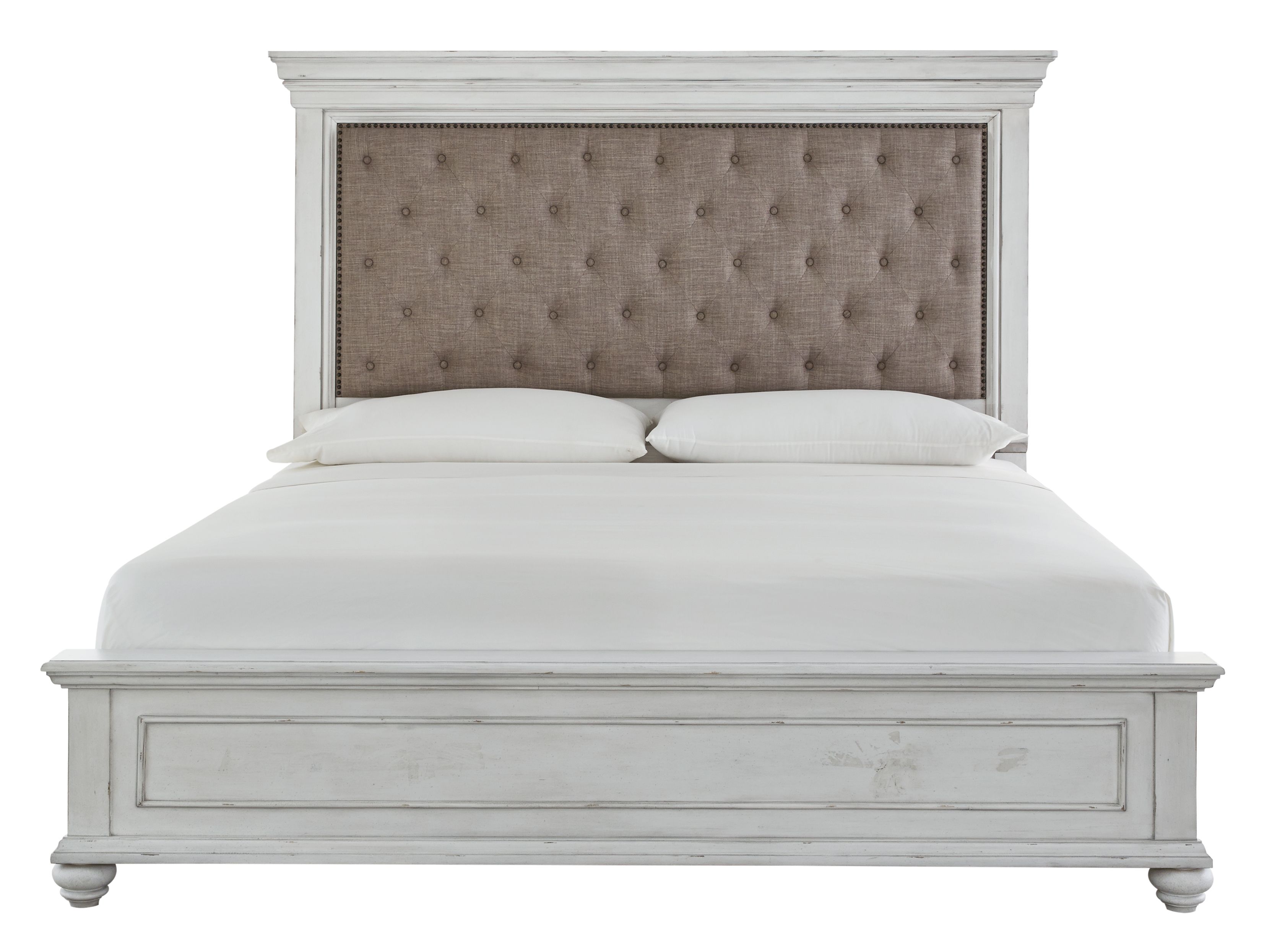 Ashley Furniture Kanwyn - Queen Upholstered Panel Bed - Whitewash - Image 6