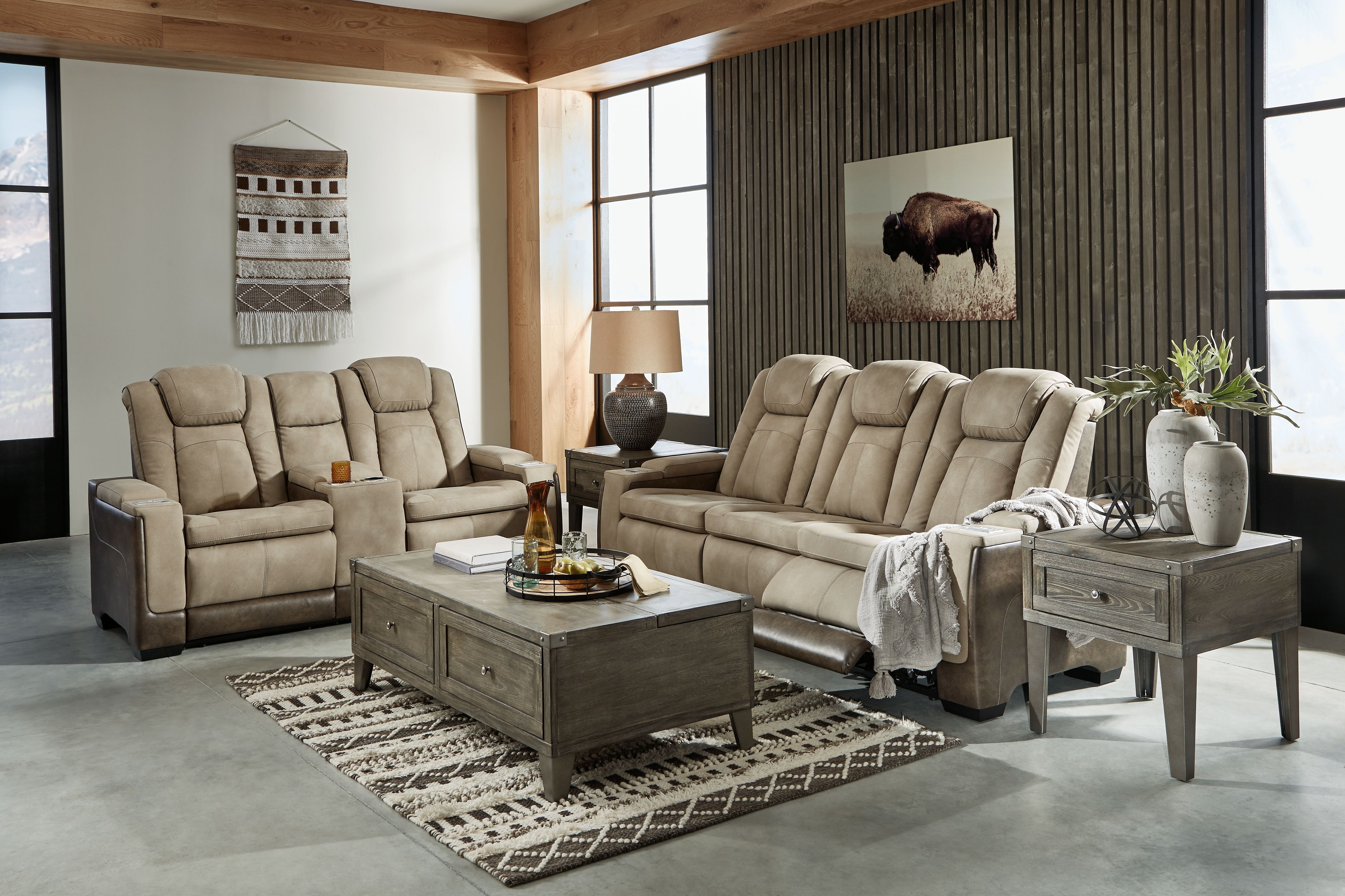Next-Gen Durapella - 2 Pc. - Power Sofa, Loveseat - Sand