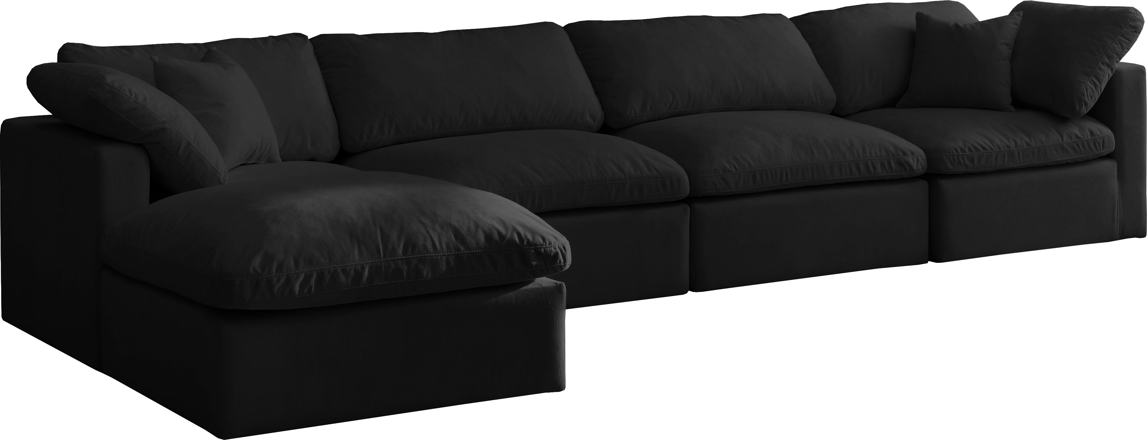 Plush - 5 Piece Modular Sectional With Chaise - Black