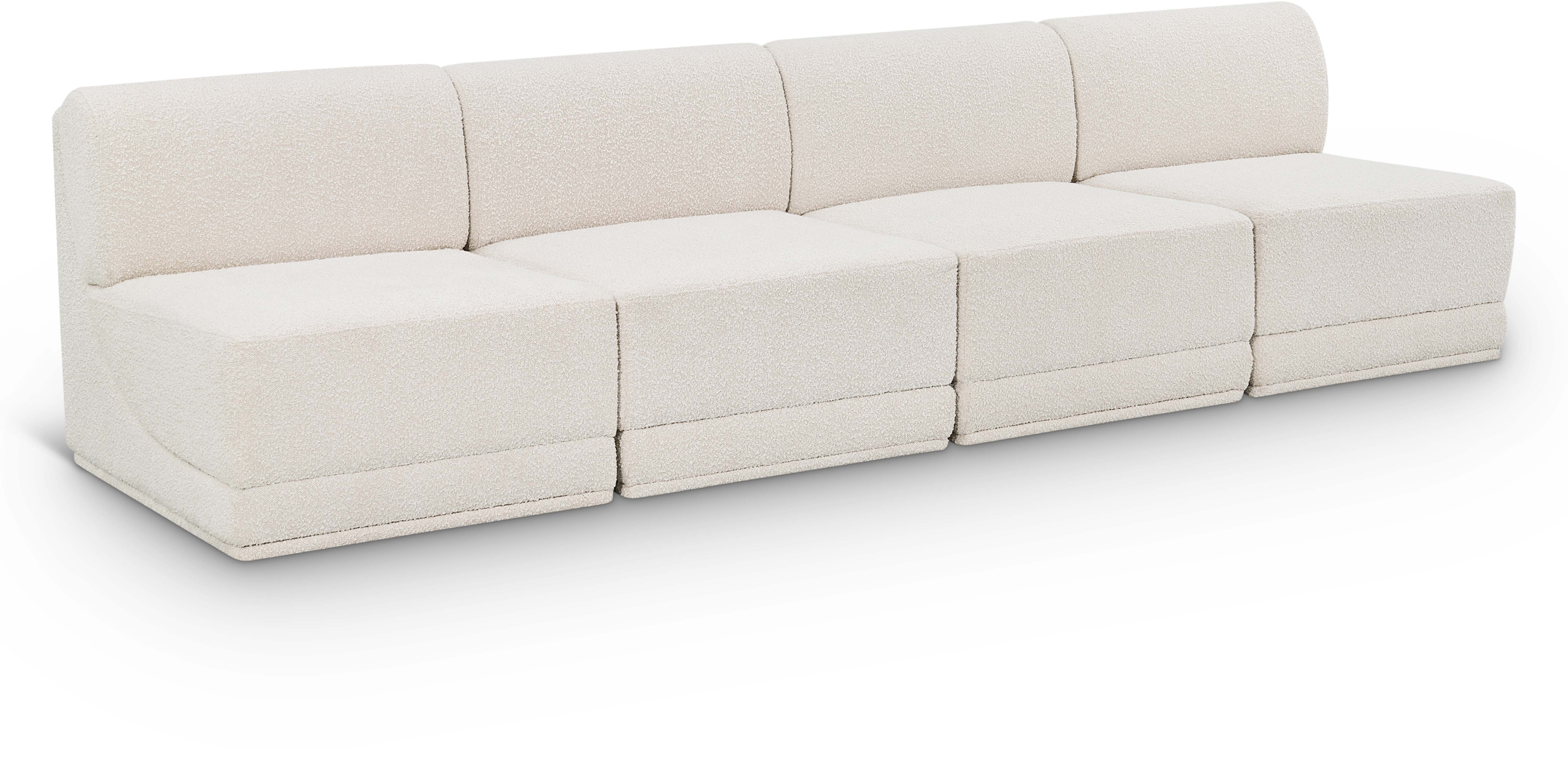 Ollie - 4 Seat Armless Modular Sofa - Cream