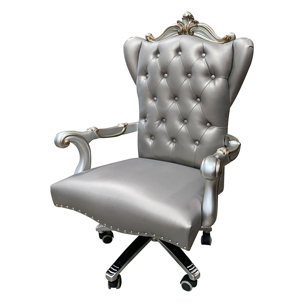 Versailles - Executive Office Chair - Silver Synthetic Leather & Antique Platinum, silver