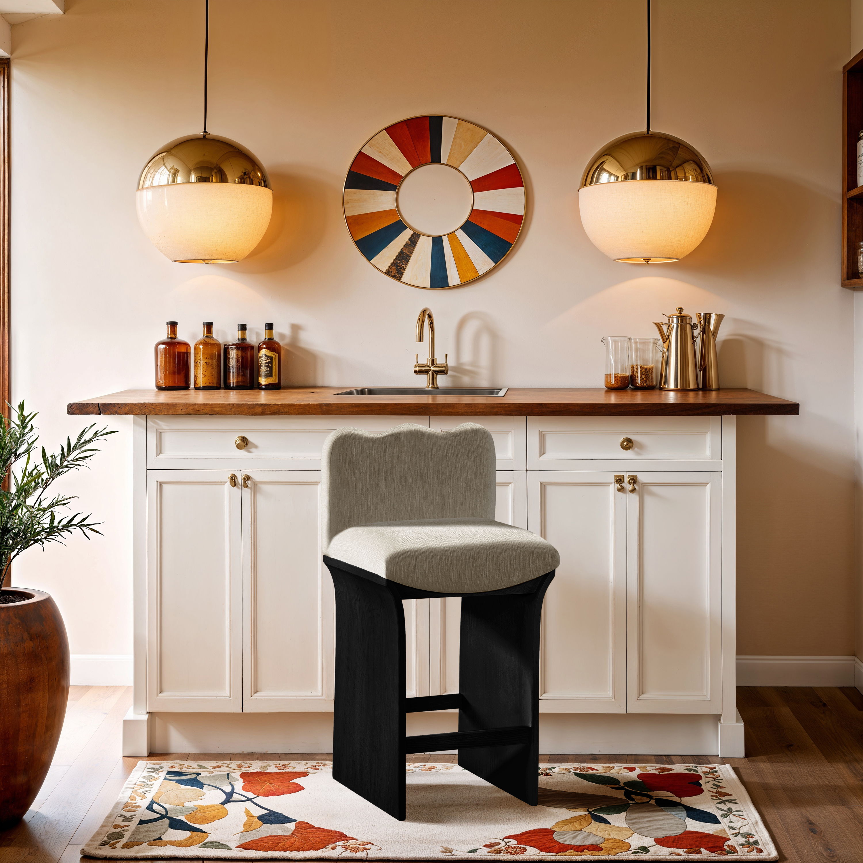 Shaw - Upholstered Counter Stool - Cream