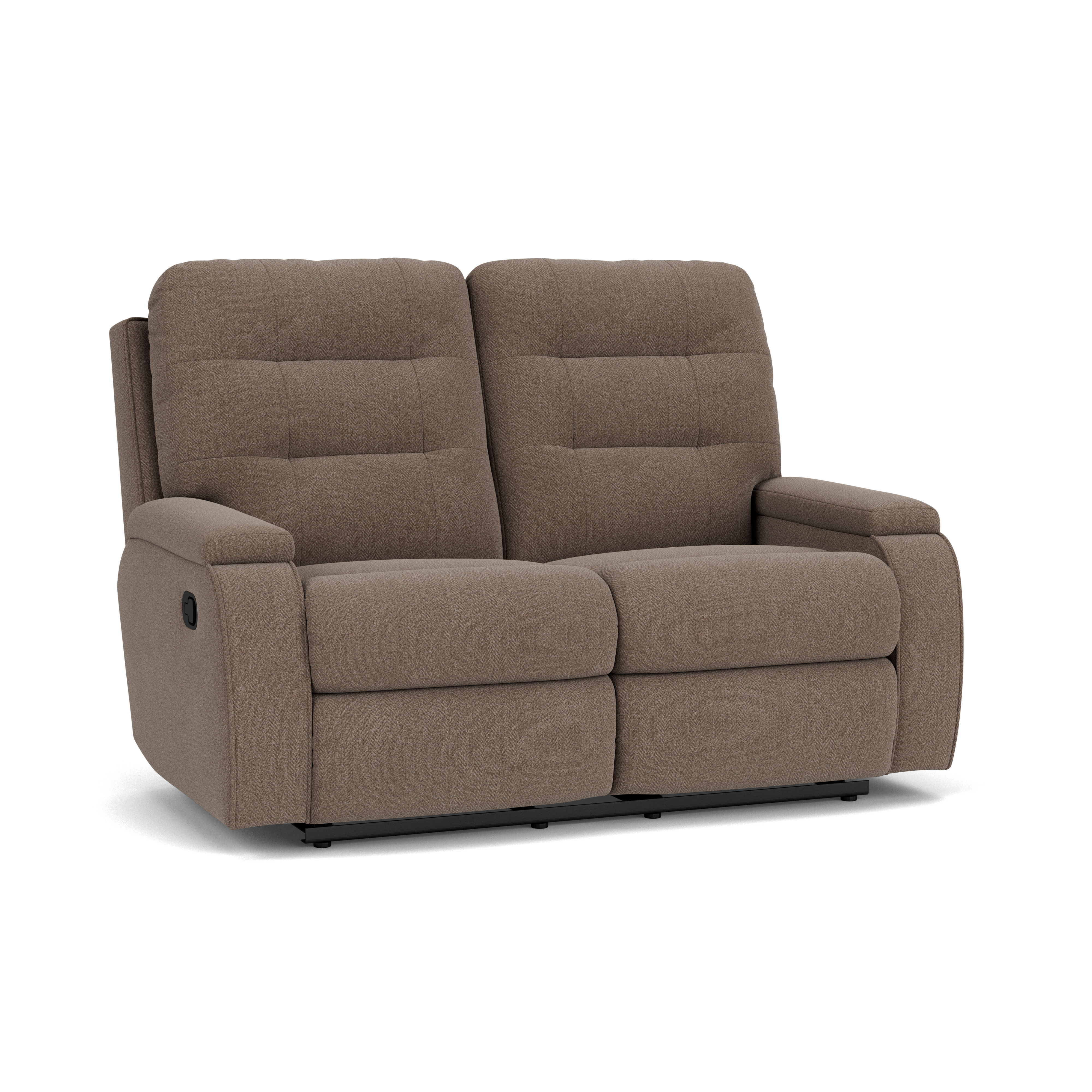 Kerrie - Transitional Fabric Reclining Loveseat, light brown