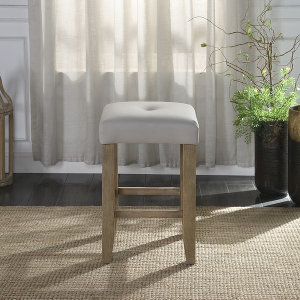 Charnell - Counter Height Stool (Set of 2) - Gray Synthetic Leather & Oak, light brown, view 2