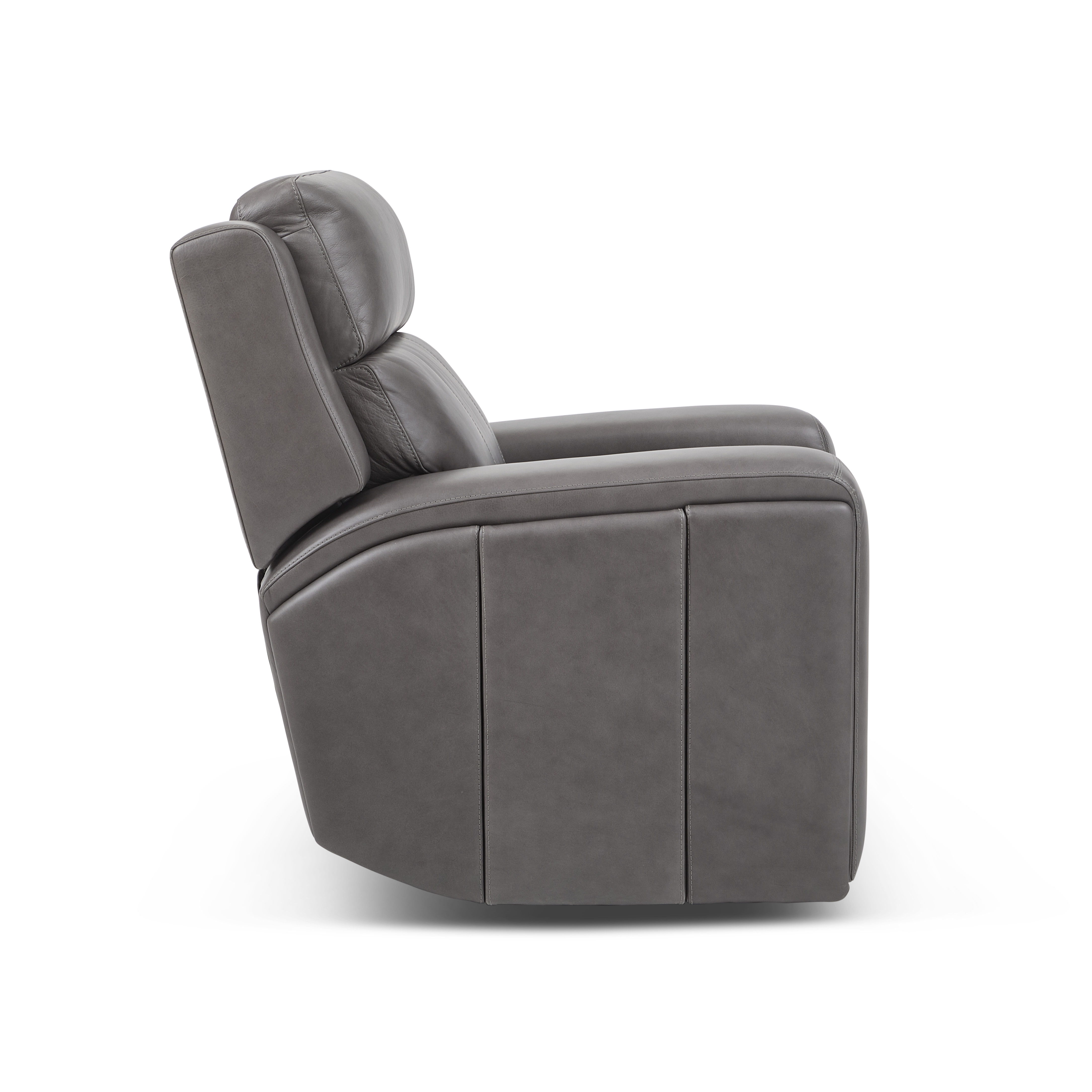 Wyatt - Power Recliner With Power Headrest & Lumbar - Gunmetal, dark gray, view 5