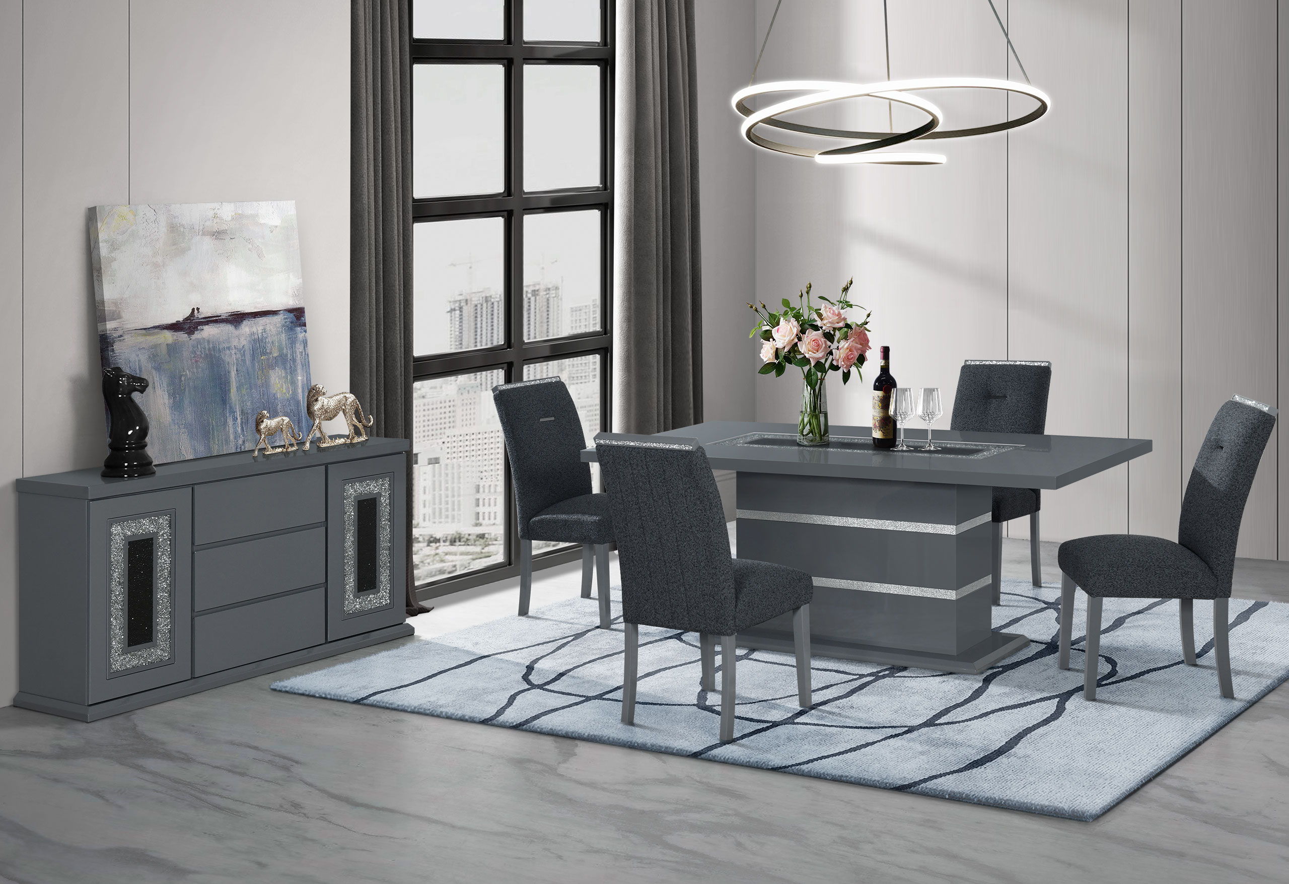9 Pc · Dining Table And 8 Dining Chairs