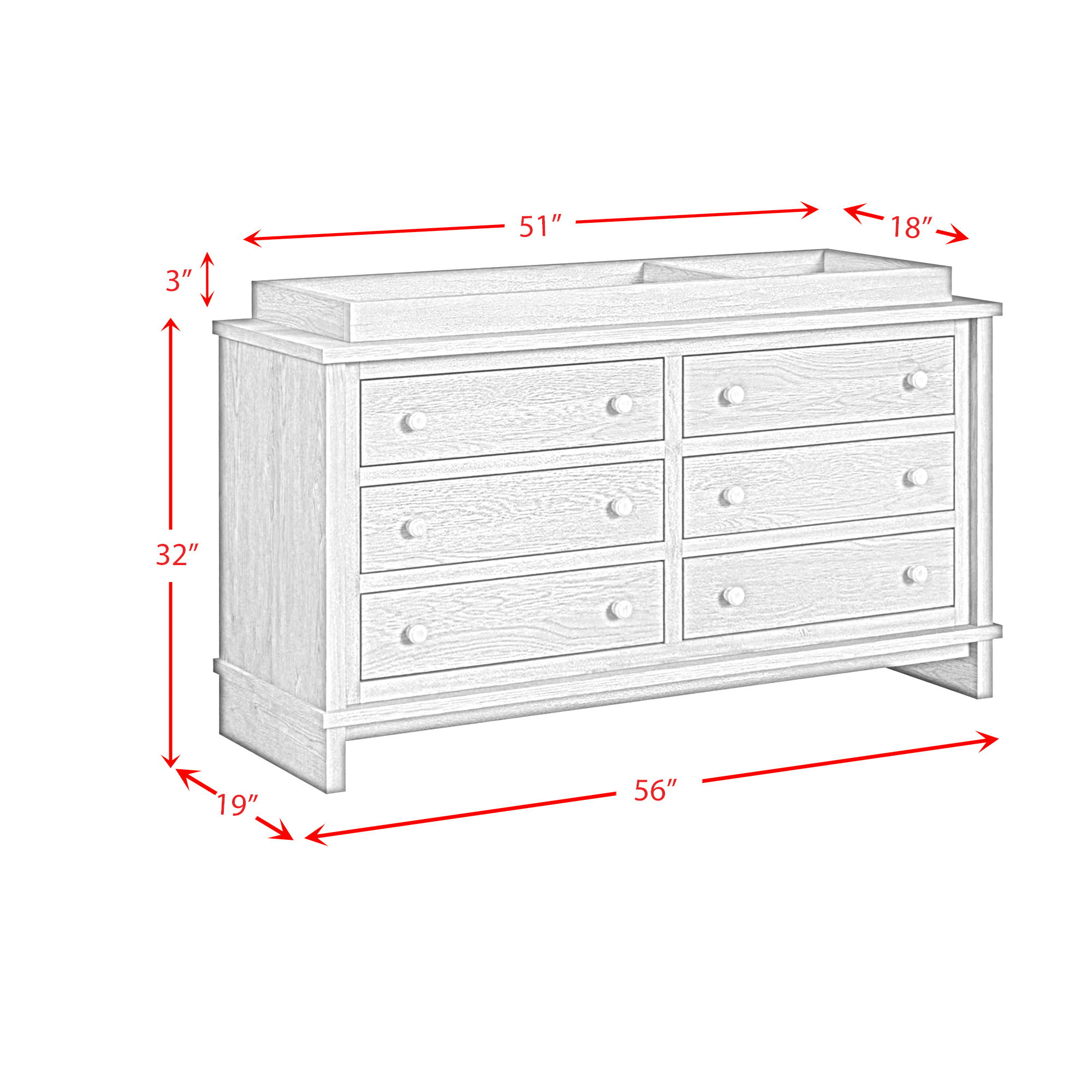 Wyller - Dresser And Topper - White