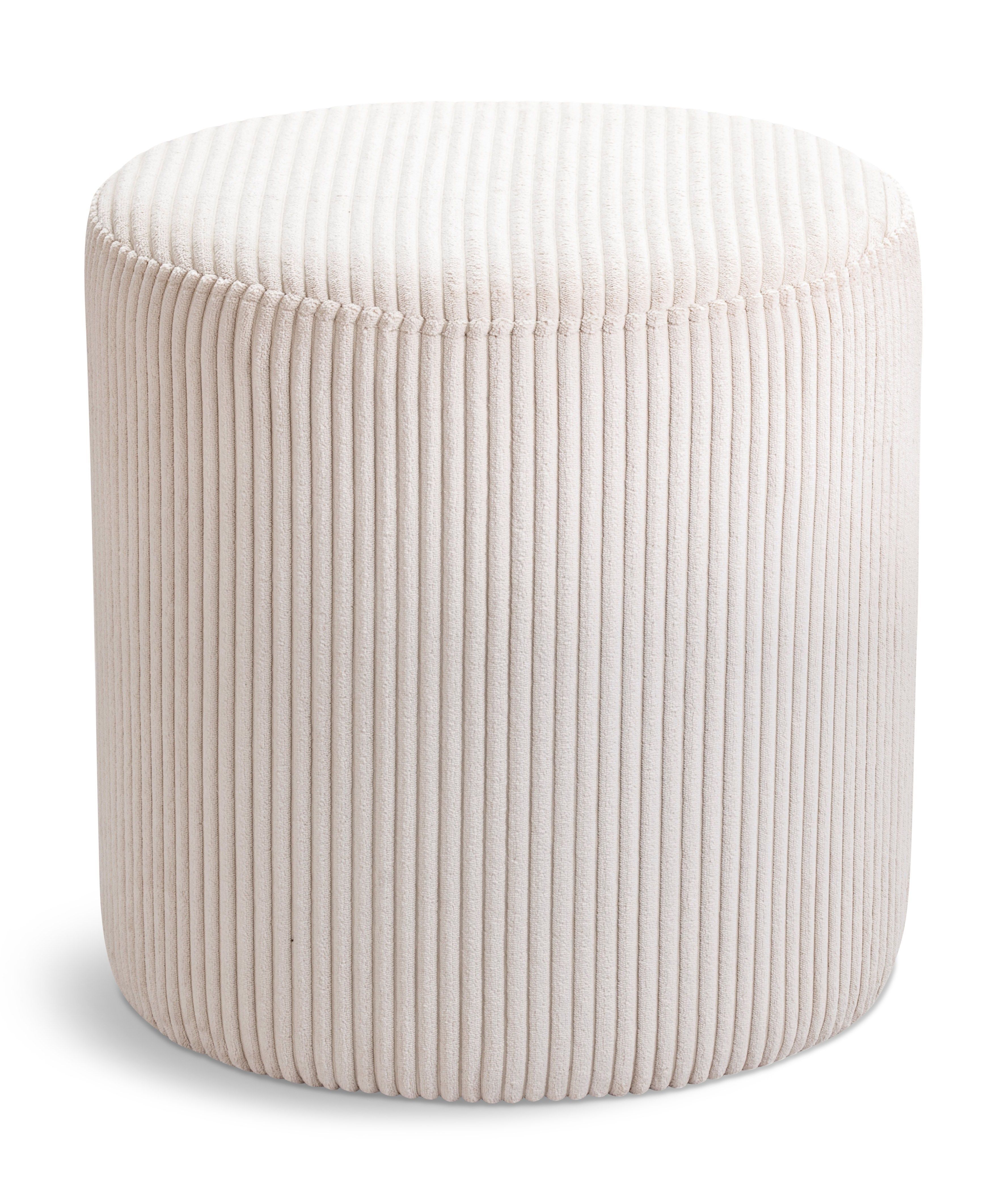 Roy - Round Microsuede Ottoman / Stool - Beige
