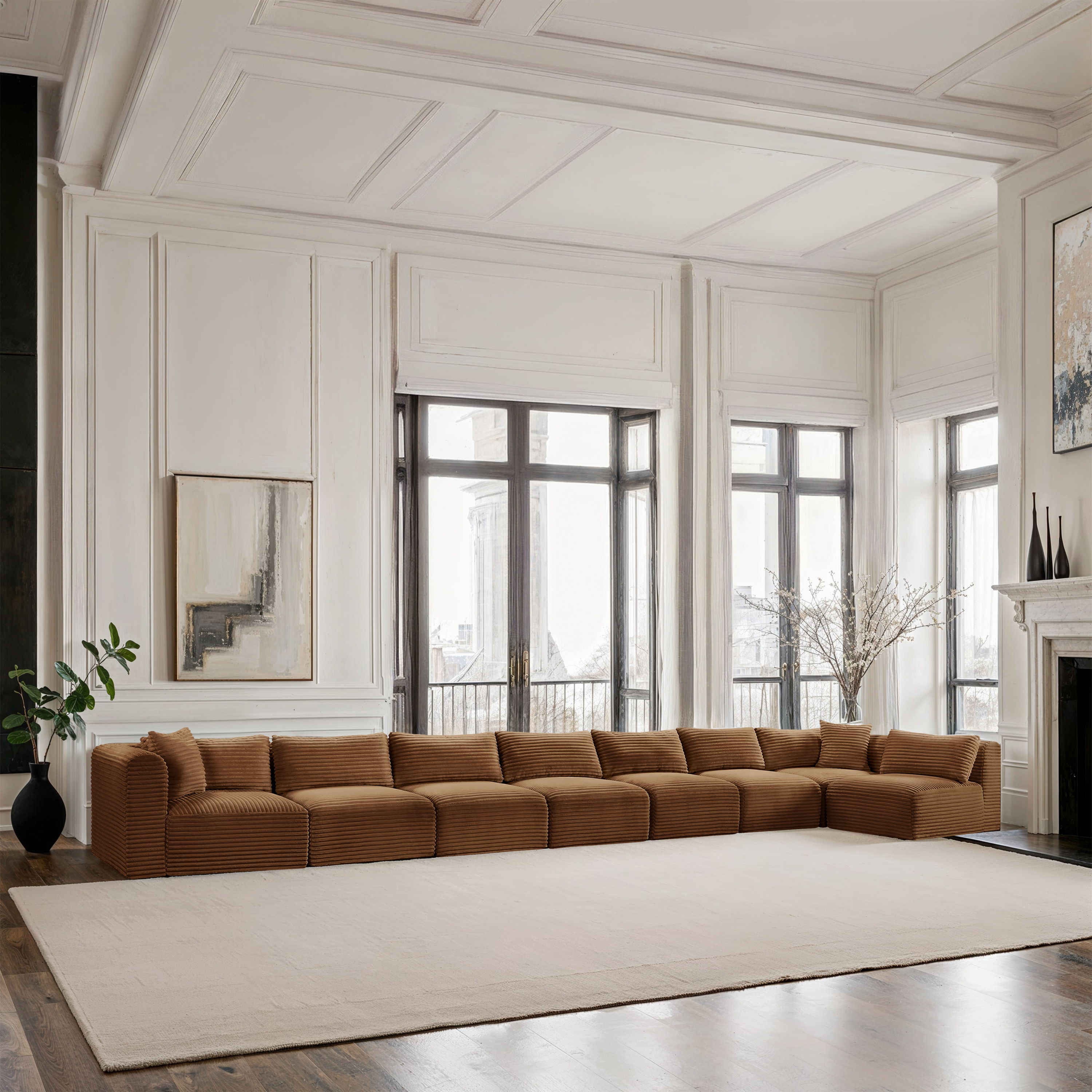 Shaggy - 8 Piece Modular Sectional - Saddle