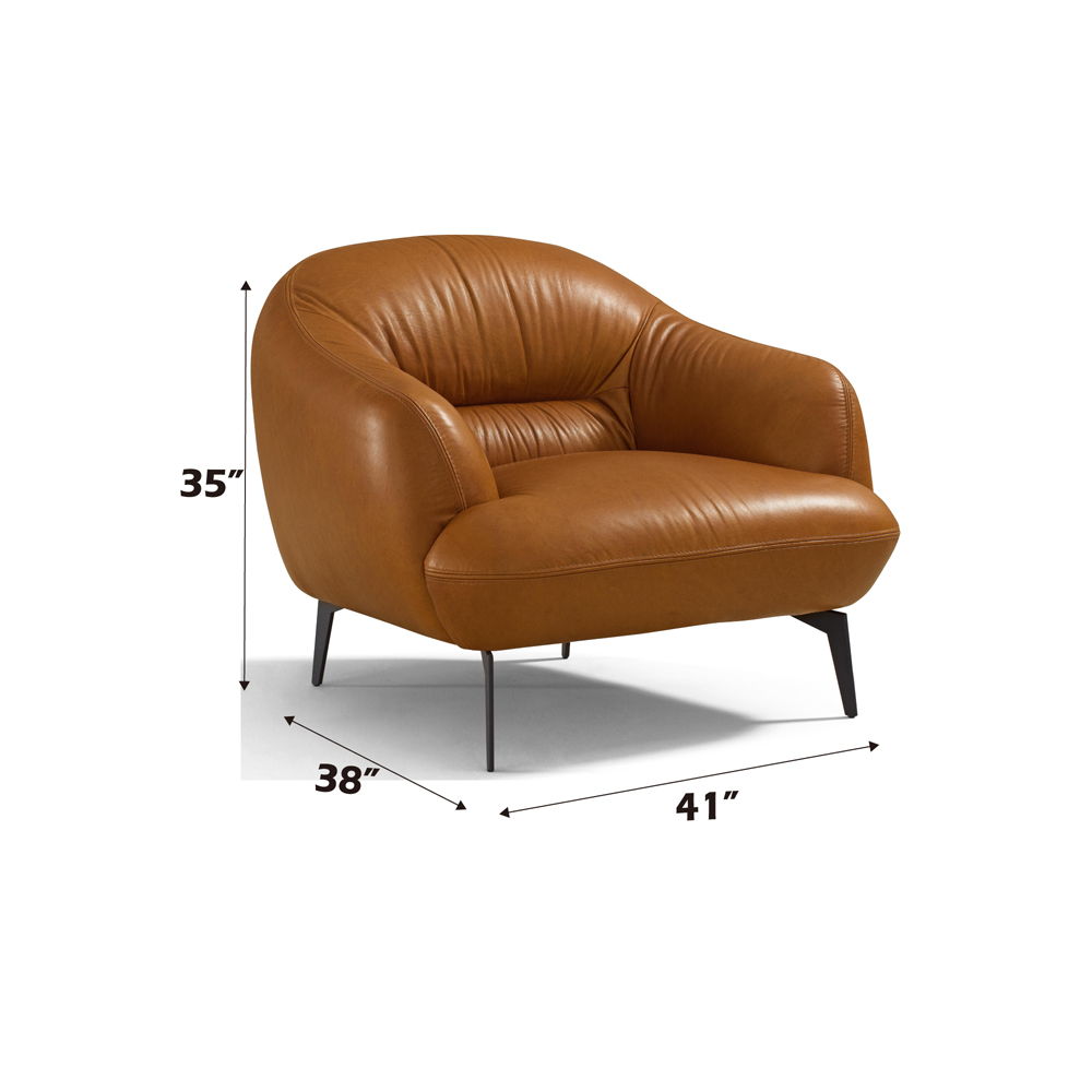Leonia - Chair - Cognac Leather, dark brown, view 3